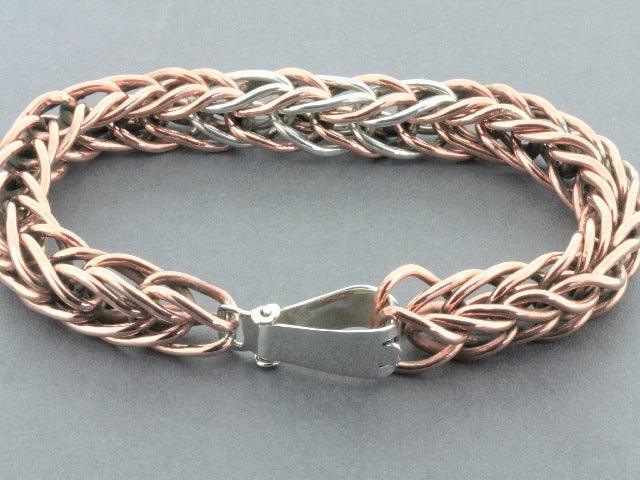 Stylish Copper & Silver Interlinked Chain Bracelet for Women - Elegant Jewelry Gift for Parties, Weddings & Everyday Wear