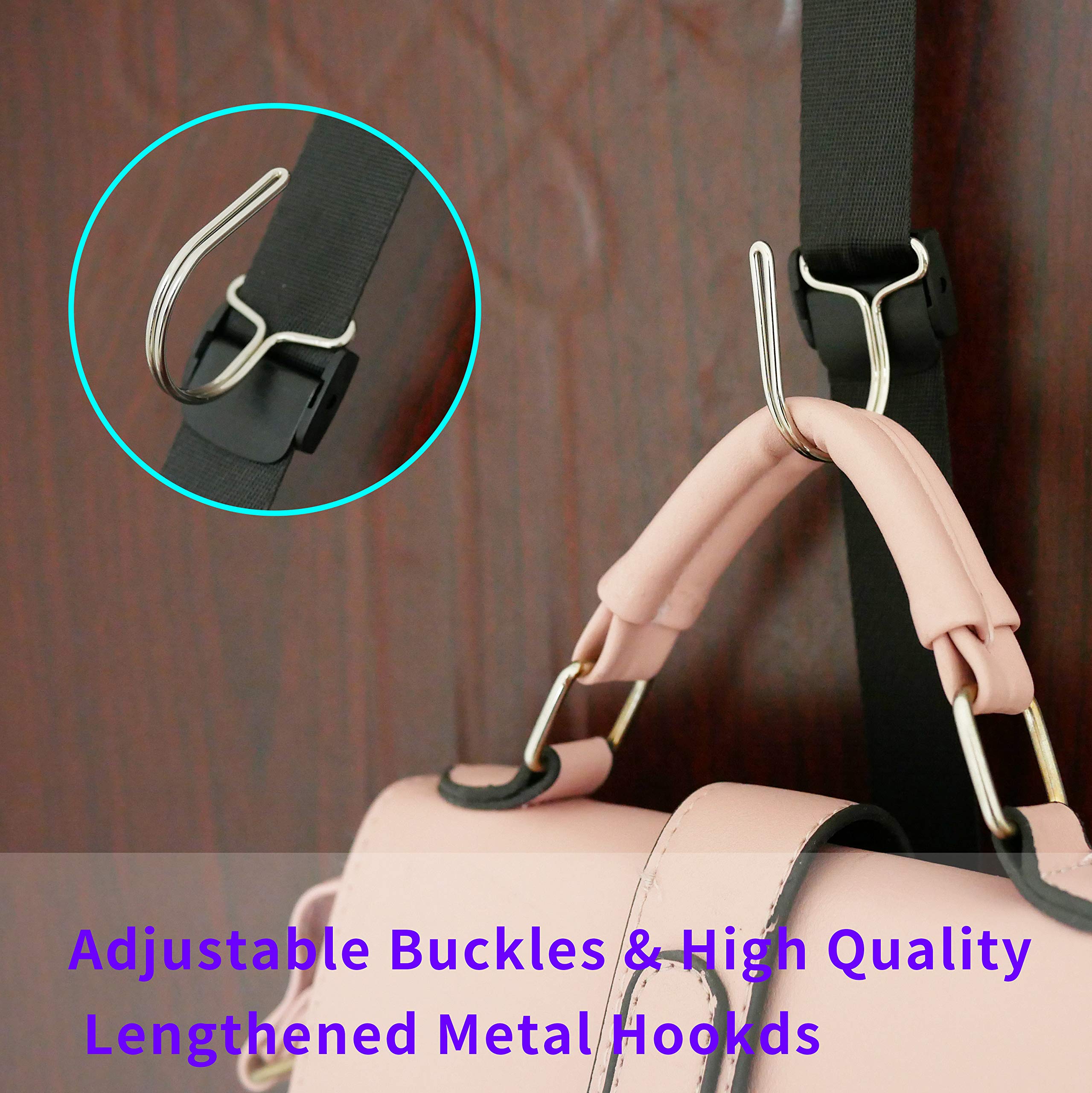 UTOWO Purse Organizer for Closet Door - 2 Pack Black Handbag Storage Rack Holds 20 Purses, Fits 1 3/8