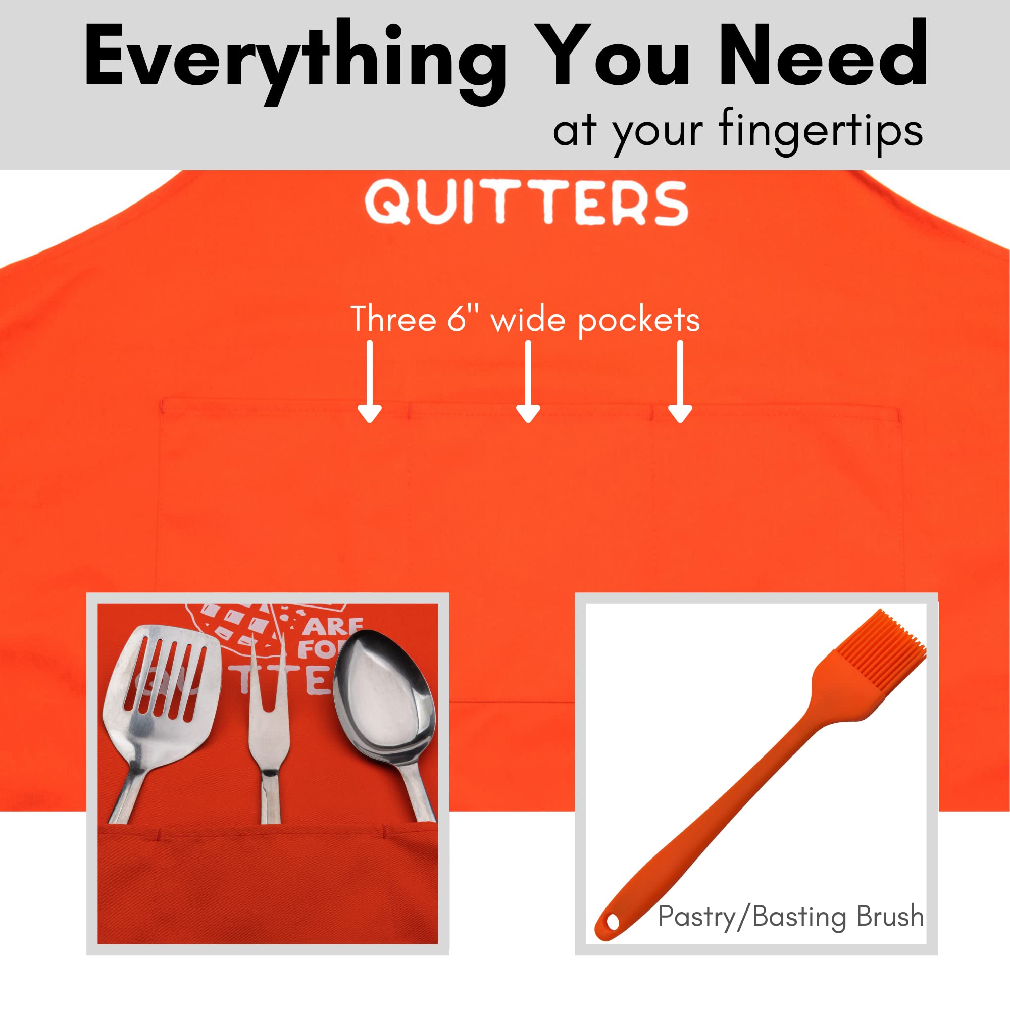 Funny Kitchen Apron for Men & Women - Baking & Cooking Apron with 3 Pockets & Pastry Brush - Perfect for BBQ, Grilling, Baking & Holiday Gifts