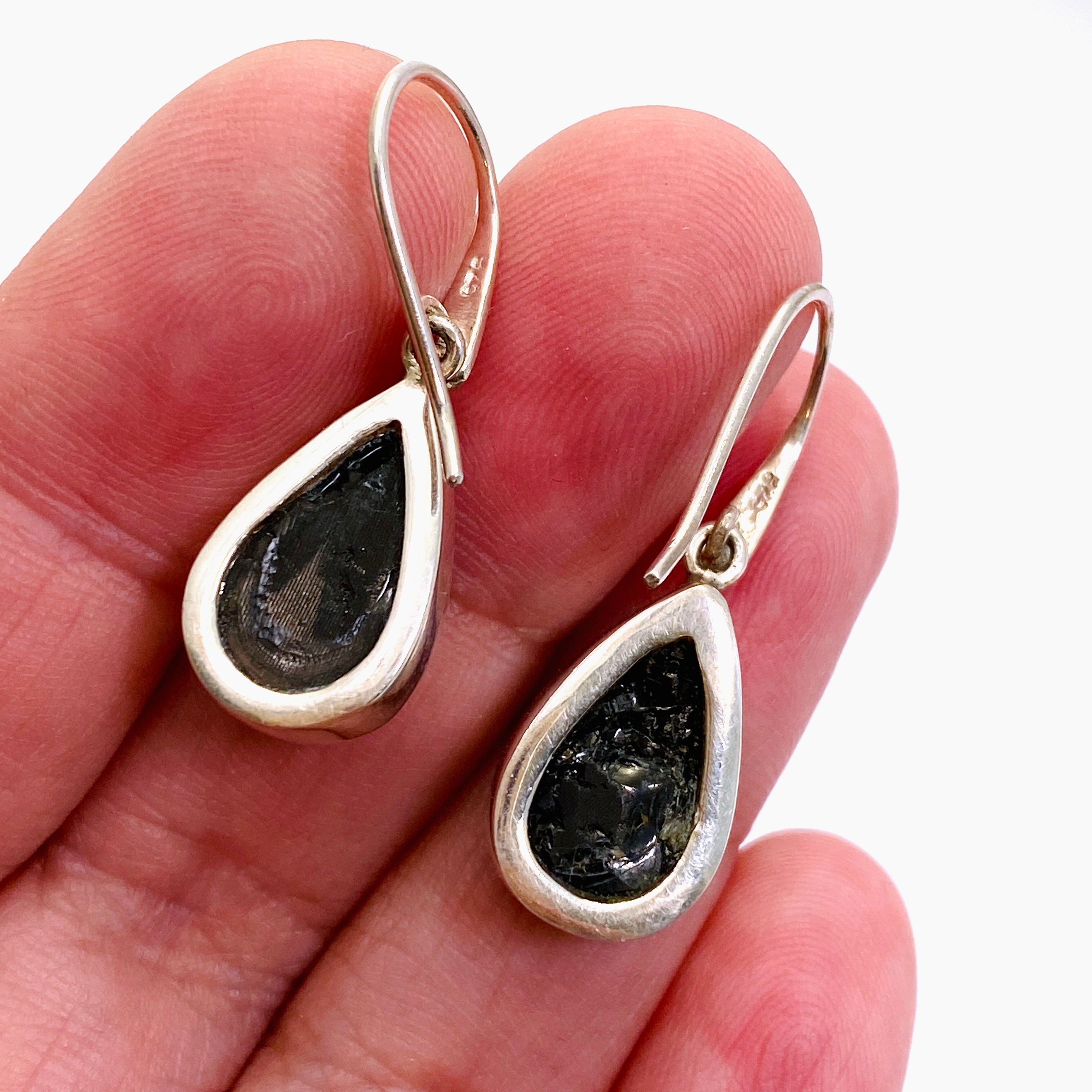 Natural Shungite Teardrop Raw Stone Earrings for Women - Handmade Healing Jewelry for EMF Protection & Stress Relief - Perfect for Yoga, Meditation & Daily Wear