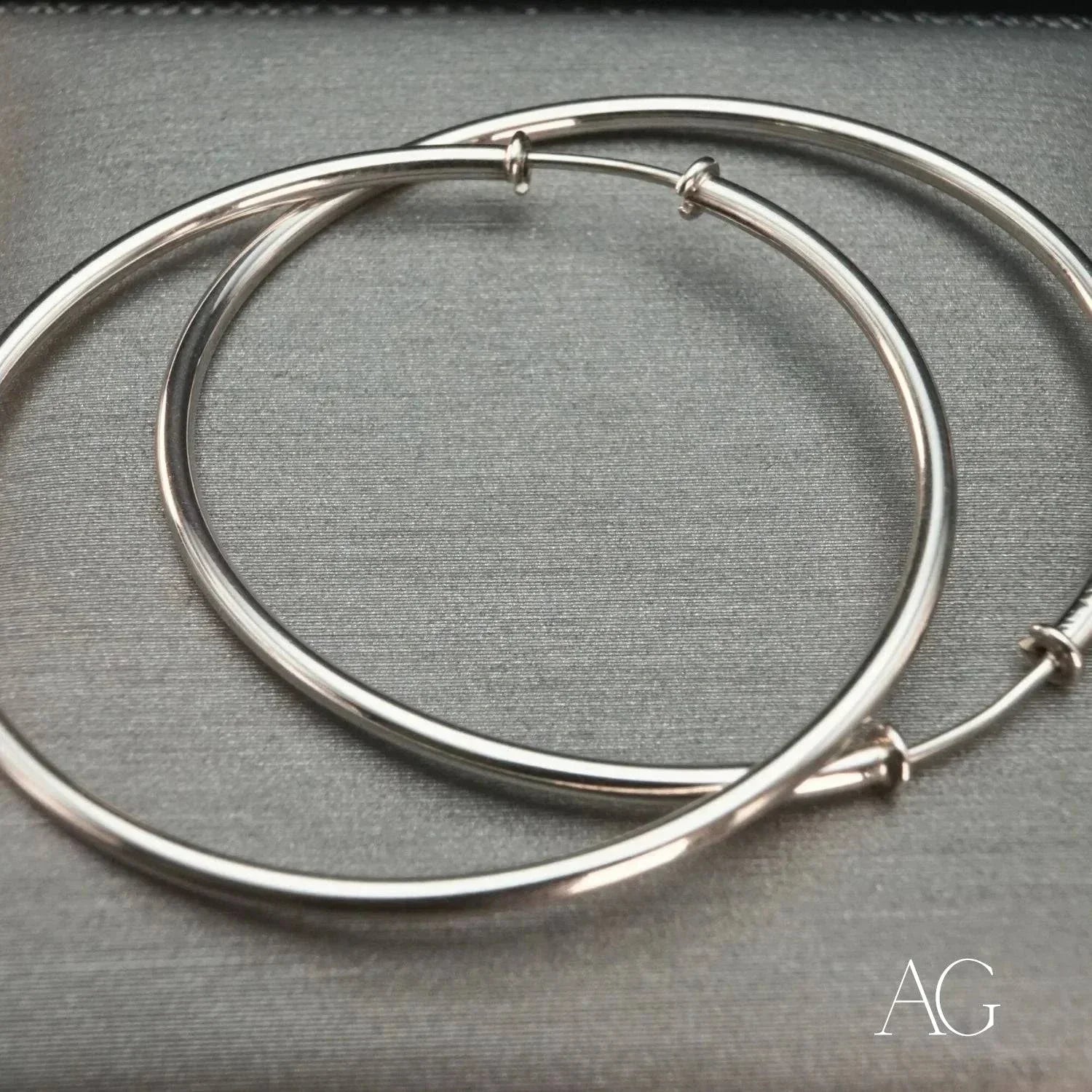 18K White Gold Hoop Earrings for Women - Luxury Diamond-Cut Hoops - Perfect for Weddings, Parties & Everyday Elegance