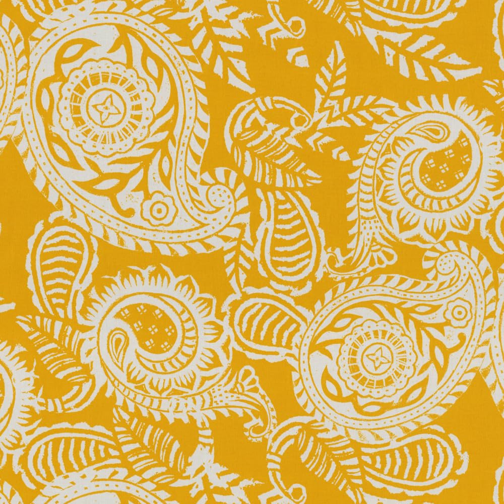 Pillow Perfect Paisley Indoor/Outdoor Cushion for Sofa, Settee, Bench & Swing - 18x44 Inch Weatherproof & Fade-Resistant Tufted Pillow with Ties - Yellow/Ivory Addie Pattern - Perfect for Patio, Porch & Garden Furniture