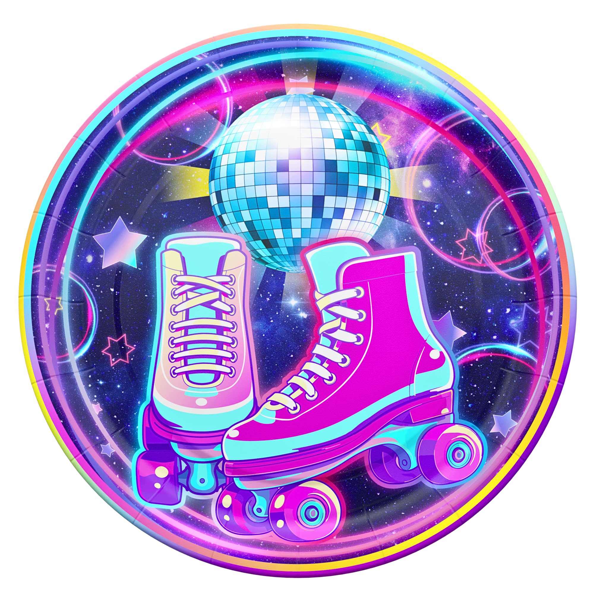 Blue Orchards Roller Skating Party Plates and Napkins Set (52 Pieces for 20 Guests) - 90s Themed Disposable Tableware for Roller Skate Birthday Parties, Girls' Skate Night Decorations - Perfect for Retro Roller Rink Events, Themed Birthday Celebrations, and Nostalgic 90s Parties