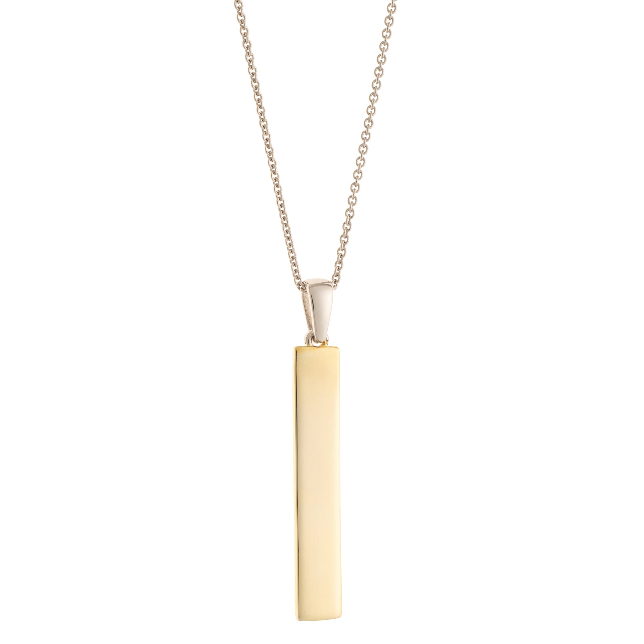 Galway Crystal Plain Bar Sterling Silver & Gold Pendant Necklace - Elegant Irish Jewelry for Women - Perfect for Weddings, Anniversaries & Special Occasions