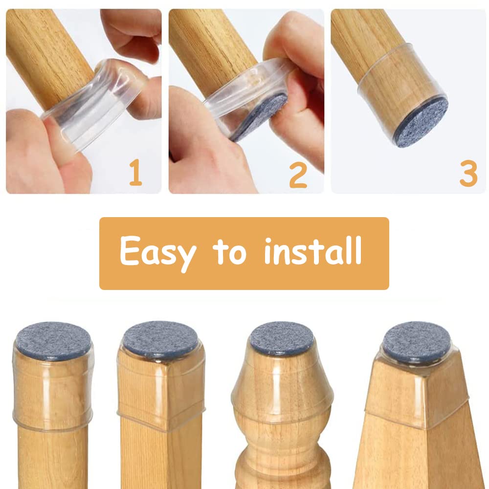 16 Pieces Chair Leg Caps, Round Chair Foot Protectors, Durable Felt Pads for Chairs and Tables - Prevent Scratches and Noise on Hardwood Floors