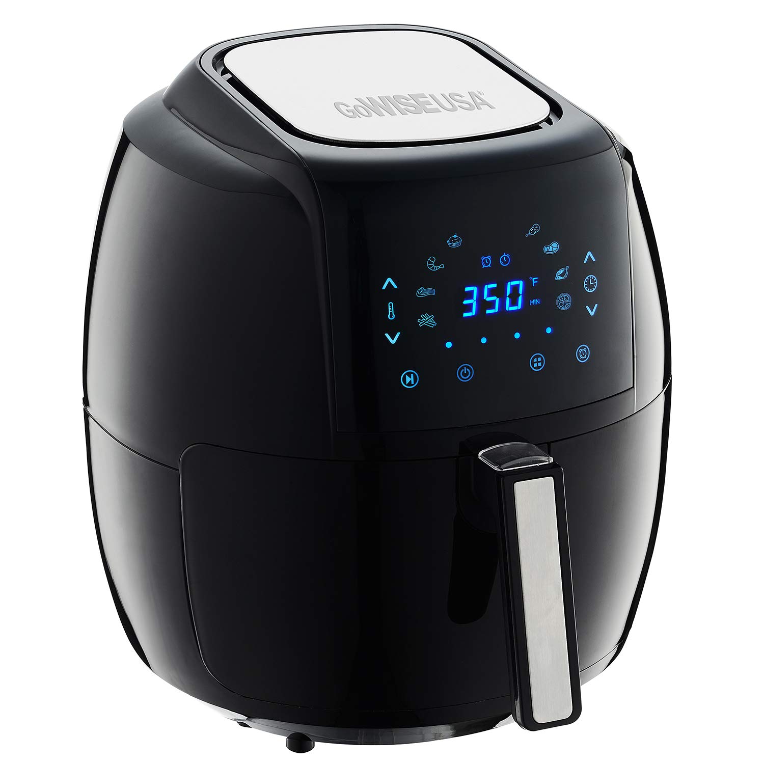 GoWISE USA 1700W 5.8QT 8-in-1 Digital Air Fryer with Recipe Book - Black | Healthy Oil-Free Cooking for Family Meals, Snacks & Meal Prep