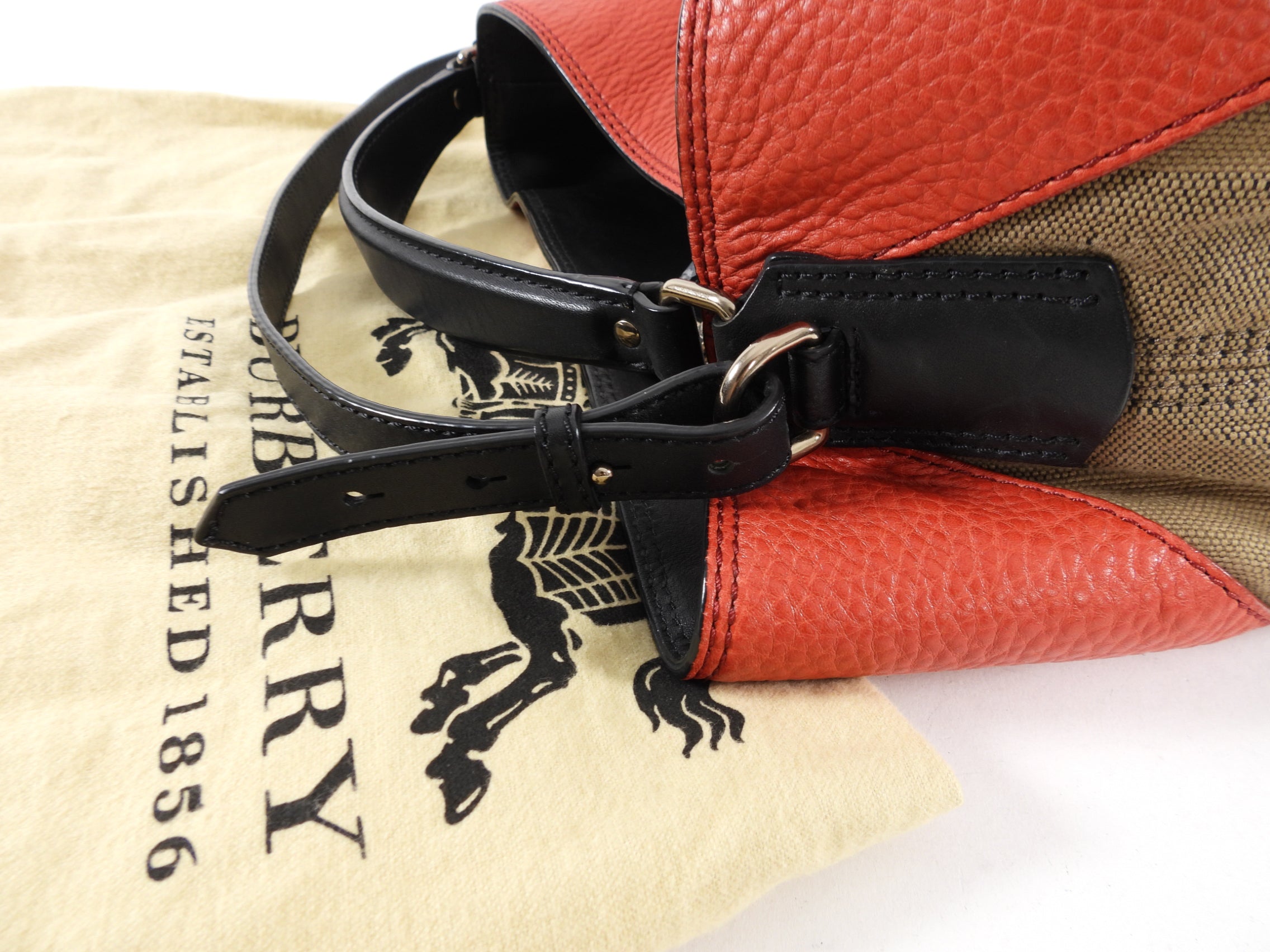 Burberry Red Canvas Check Two-Way Bucket Bag for Women | Fashionable Crossbody & Shoulder Bag | Perfect for Travel, Work & Daily Use