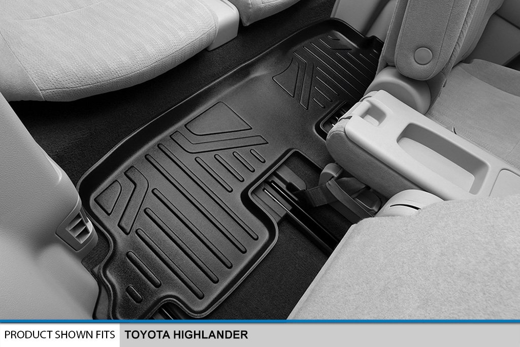 MAXLINER All-Weather Floor Mats & Cargo Liner Set for 2008-2013 Toyota Highlander Hybrid - 3 Row Custom Fit Black Rubber Car Mats - Perfect for Family Road Trips and Outdoor Adventures