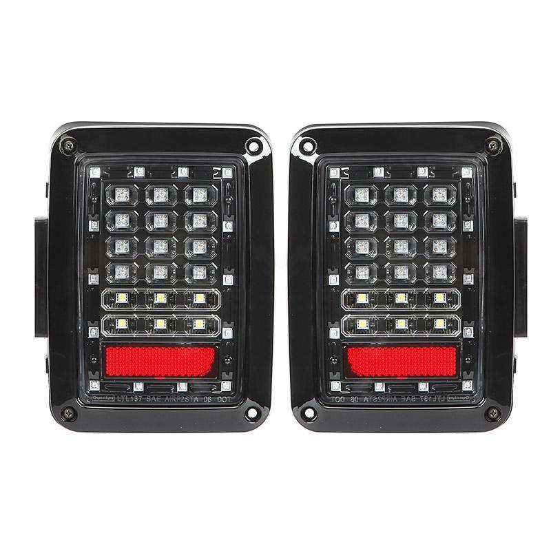 7'' LED Headlight with Halo Ring + 4'' LED Fog Light + LED Smoke Tail Light + Front Turn Signal & Side Marker Light Kit for Jeep Wrangler JK - Off-Road Adventure & Night Driving Upgrade