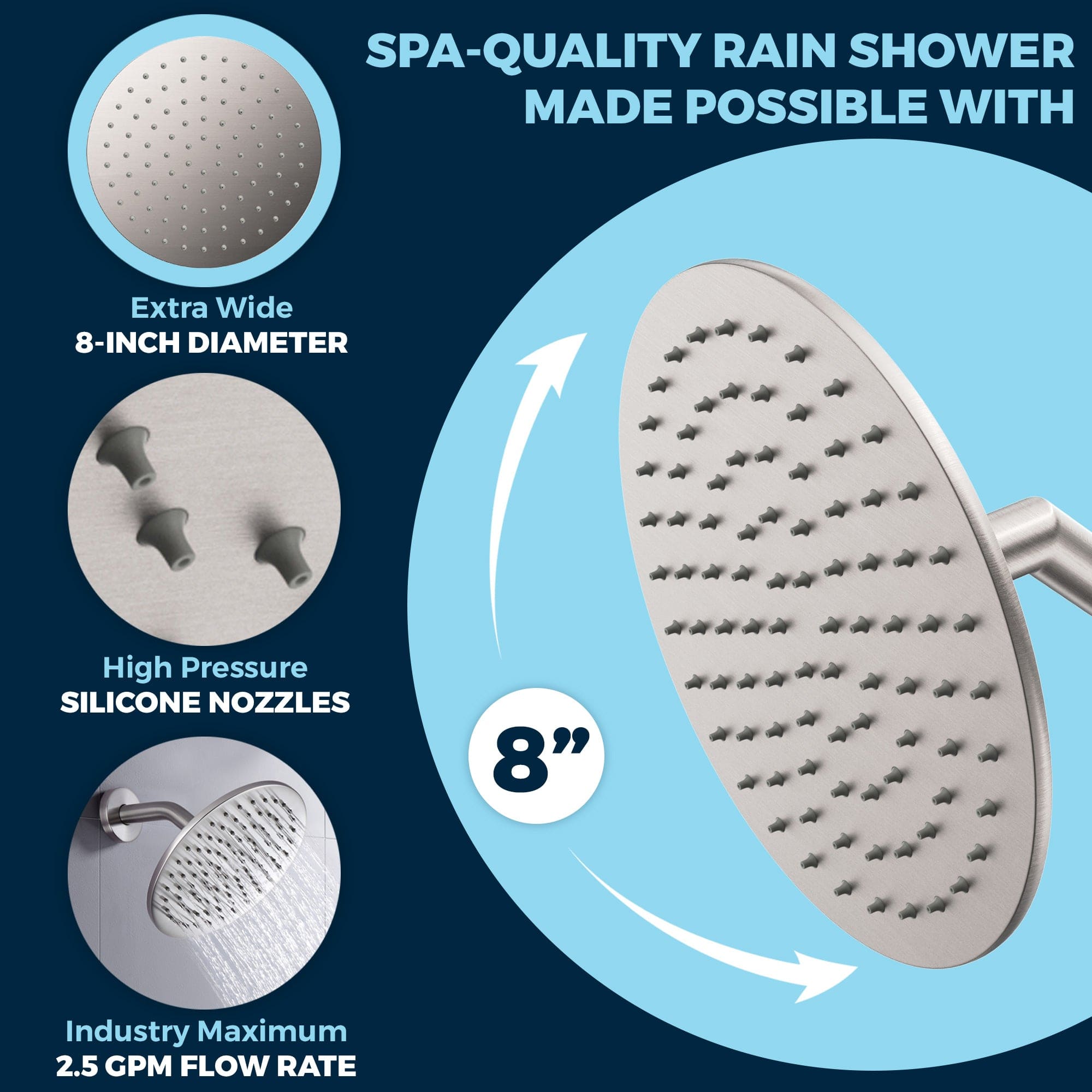 Premium All-Metal Dual Shower Head with Adjustable Slide Bar - 2.5 GPM Water Saving Shower System with Diverter & Shower Arm - Perfect for Spa-Like Experience in Master Bathroom or Guest Bath
