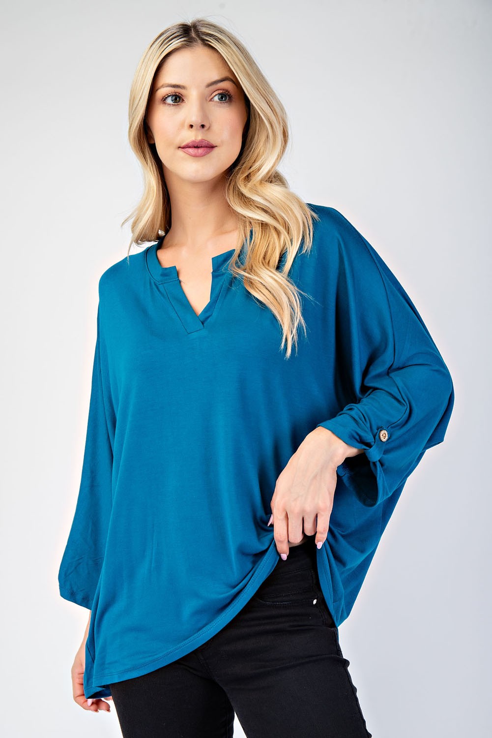 Celeste Women's Full Size Notched Collar 3/4 Sleeve Blouse Shirt - Perfect for Office Work, Business Meetings & Formal Occasions