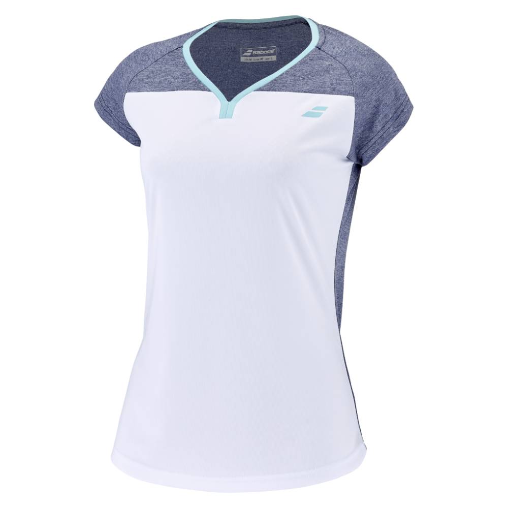 Babolat Women's Play Top Tennis Shirt - White | Breathable & Moisture-Wicking Performance Apparel for Tennis, Pickleball & Active Lifestyle