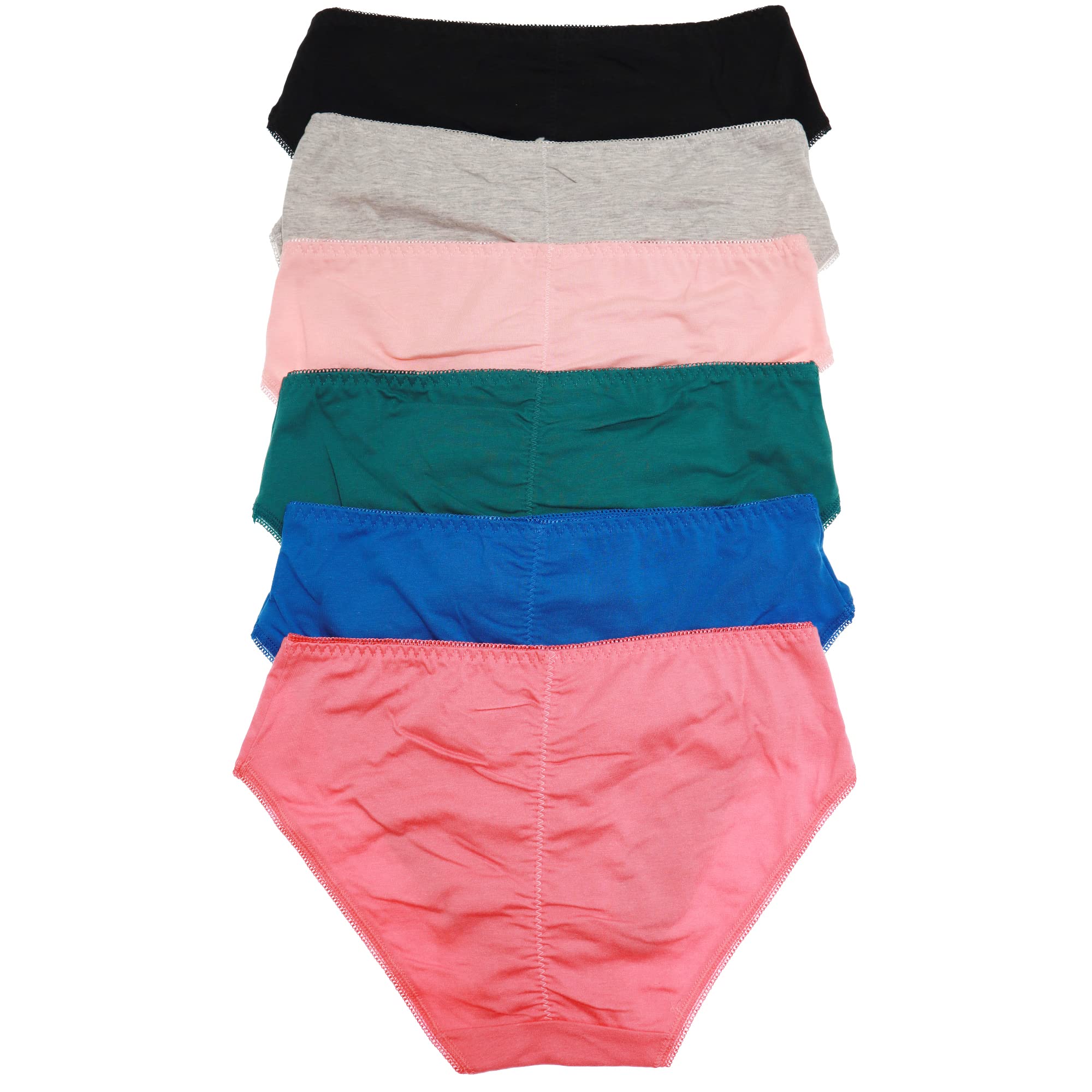 Angelina Women's 6-Pack Cotton Spandex Bikini Panties - Soft Breathable Underwear for Everyday Comfort, Workout & Travel