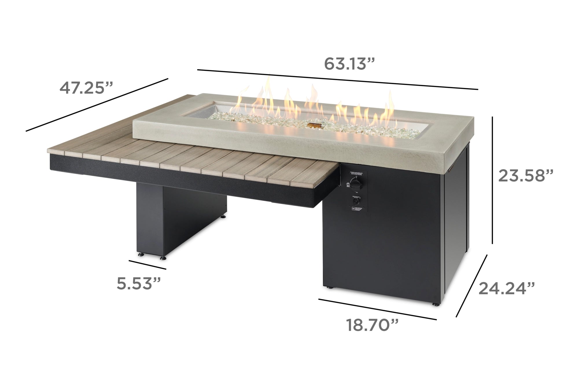 The Outdoor Greatroom Company Uptown Linear Gas Fire Pit Table - Modern Outdoor Fire Table for Patio, Deck, Backyard - Perfect for Entertaining, Relaxing & Creating Ambience