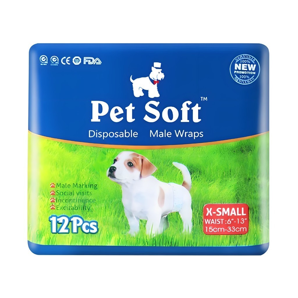 Dono Male Pet Disposable Diapers - 12 Pack (XS/S/M) for Dogs & Cats - Absorbent & Leak-Proof - Perfect for House Training, Travel & Senior Pets