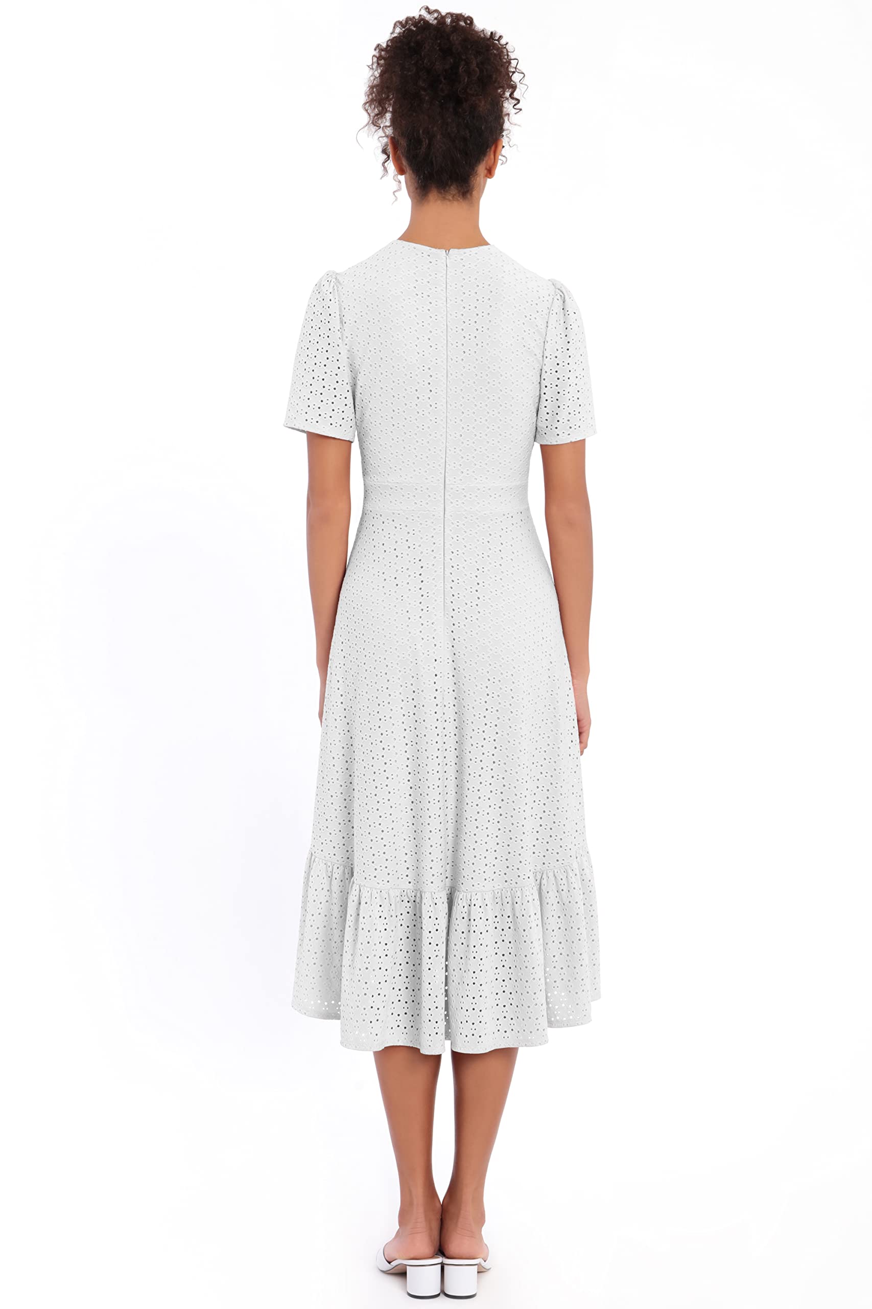 London Times Women's Short Sleeve Ruffle Wrap Dress - Flowy Summer Dress for Casual Outings, Beach Cover Up & Date Night Outfits