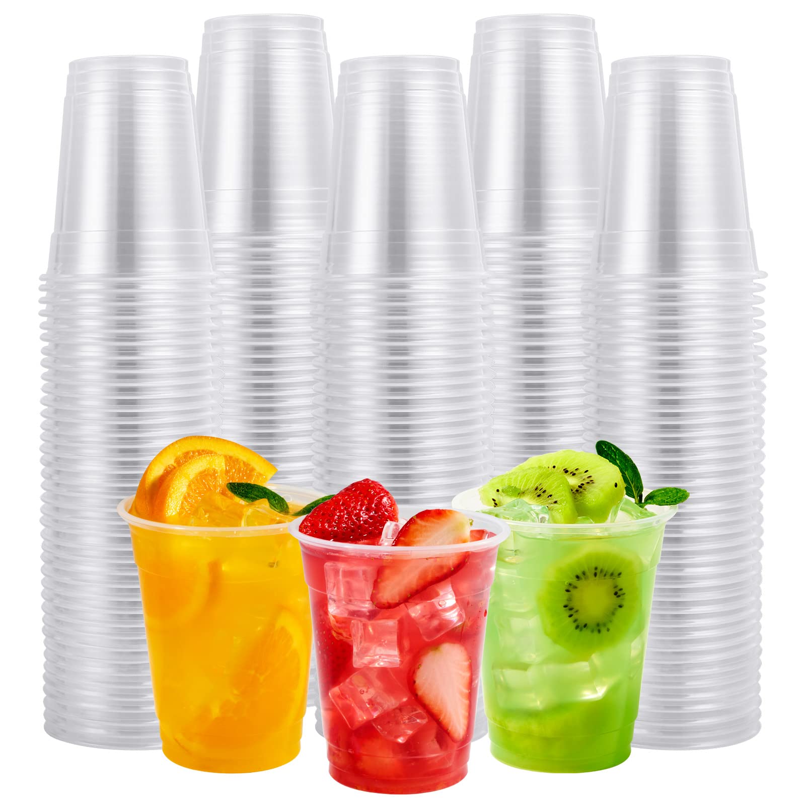 FOCUSLINE 300 Pack 12 oz Clear Plastic Cups - Disposable Drinking Cups for Water, Juice, Soda & Iced Coffee - Perfect for Parties, Picnics & Office Use