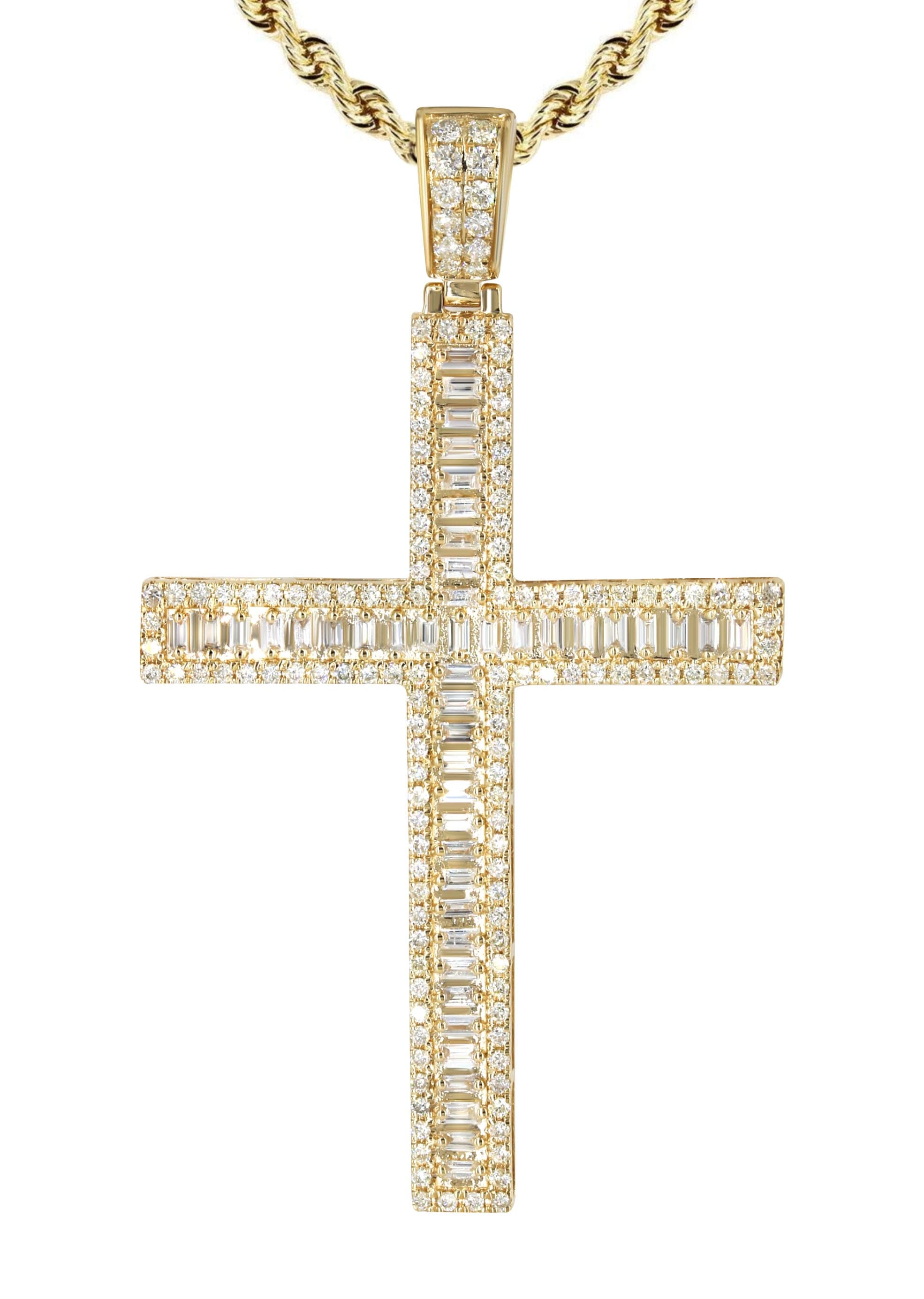14K Yellow Gold Diamond Cross Pendant Necklace - 1.94 Carats G-H Color SI Clarity | Elegant Religious Jewelry for Women, Perfect for Baptism, First Communion & Special Occasions