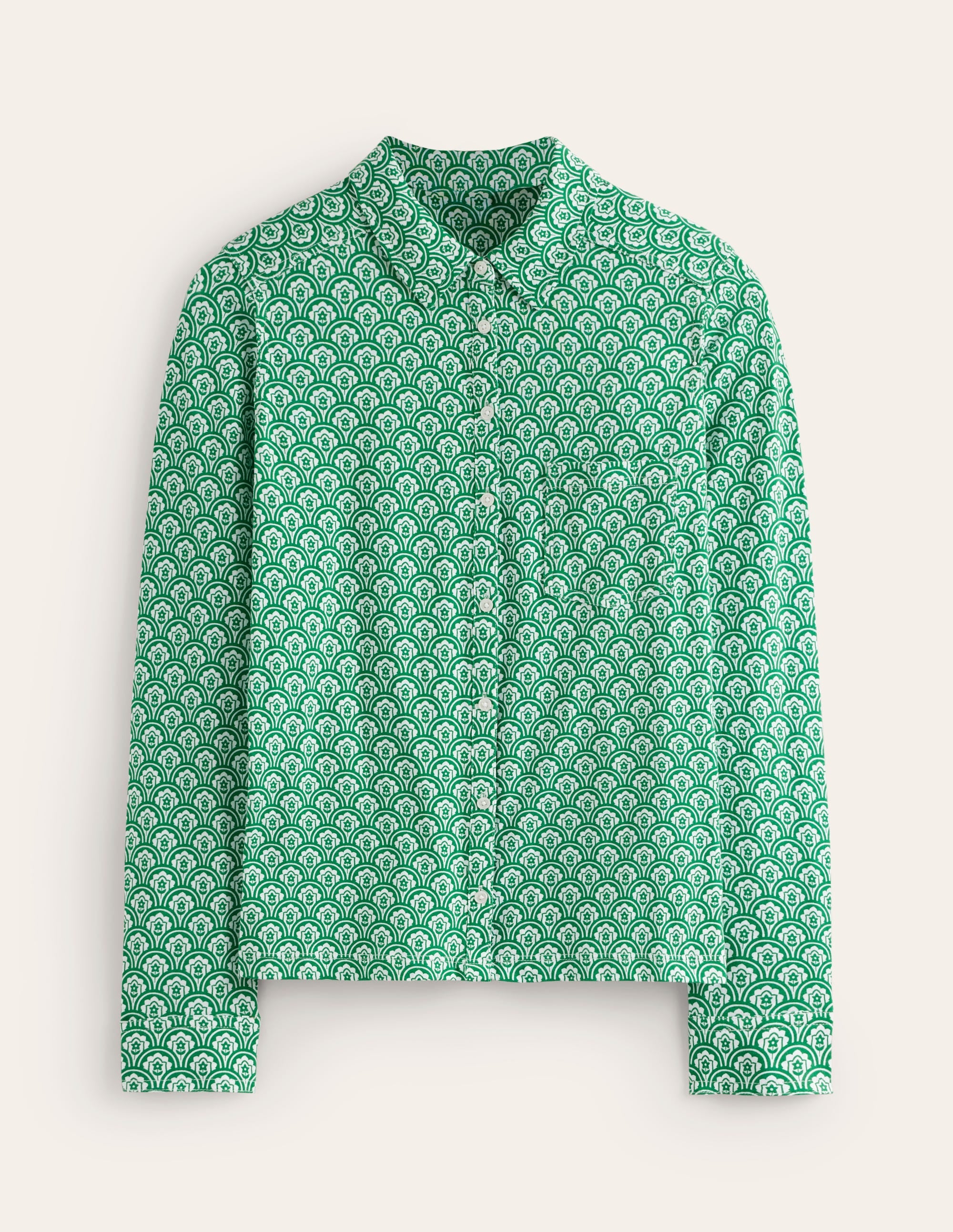 Amelia Jersey Shirt for Women - Soft Green Trellis Pop Print Casual Top - Perfect for Everyday Wear, Office & Weekend Outings