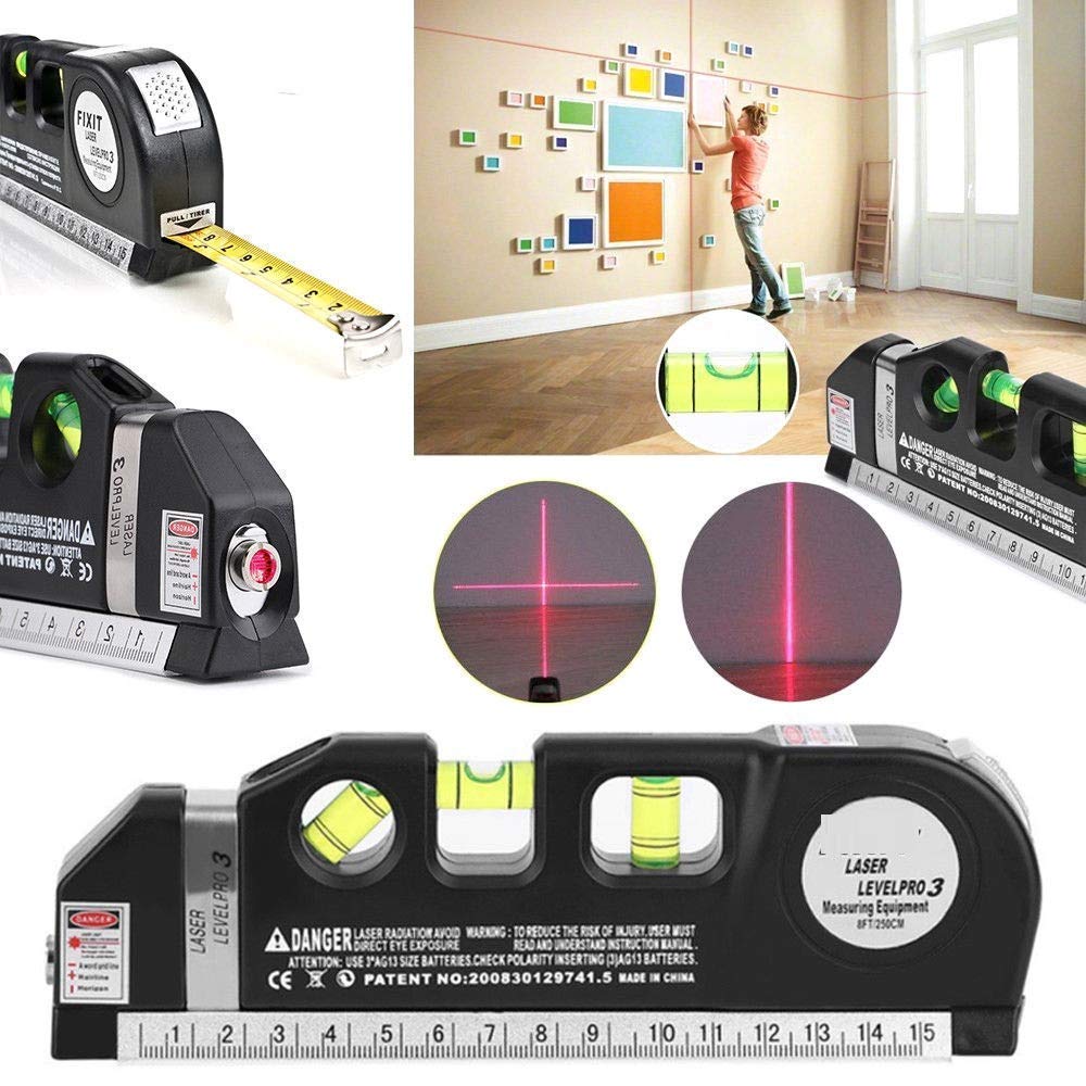KARTCITY Multipurpose Laser Level - 360° Horizontal & Vertical Alignment with Bubble Vials & Measuring Tape - Perfect for Construction, DIY Projects, and Home Renovations