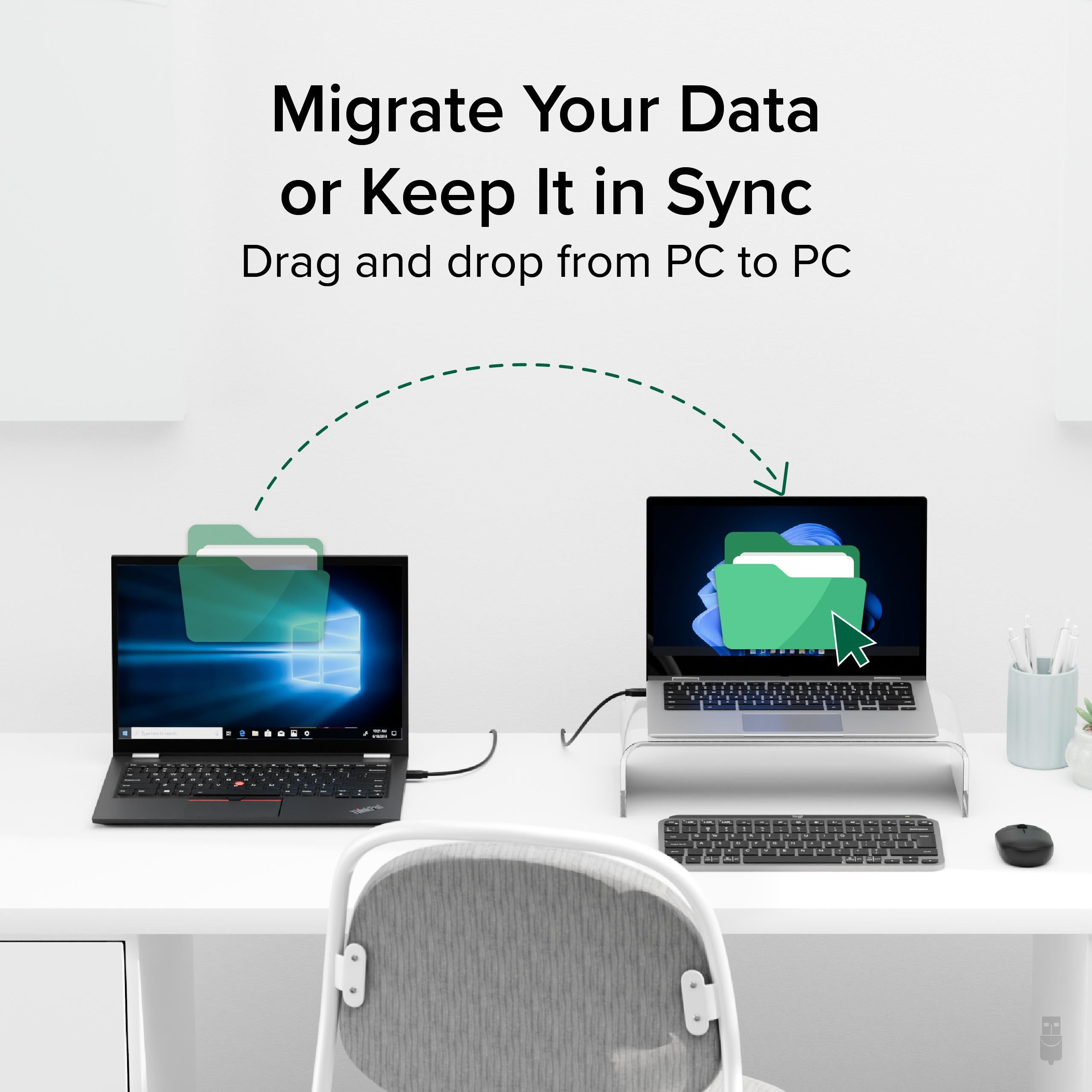 Plugable USB 2.0 Data Transfer Cable for PC - Fast File Sharing Between Windows Computers | Perfect for Home Office, IT Support & Data Migration