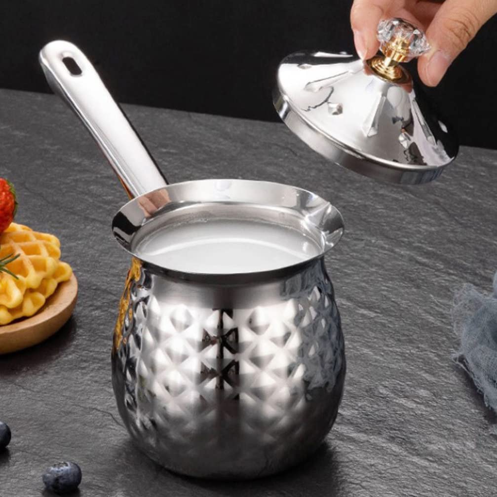 Operitacx 200ML Stainless Steel Milk Warmer Pot - Turkish Coffee Maker, Mini Butter & Chocolate Melting Pan for Home Kitchen | Perfect for Coffee Brewing, Hot Chocolate Making, and Dessert Preparation
