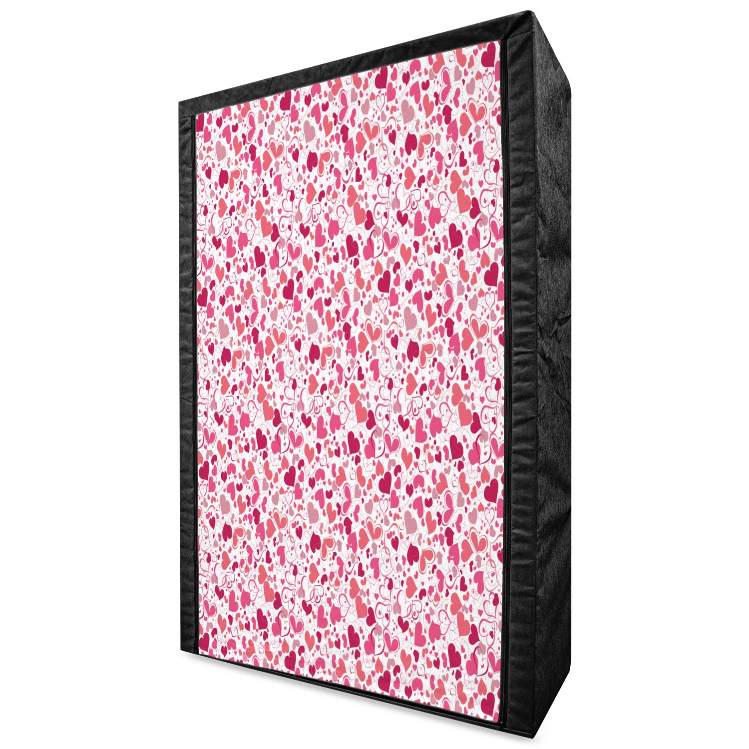 Ambesonne Love Portable Fabric Wardrobe - Pink Abstract Heart Design, 42.5