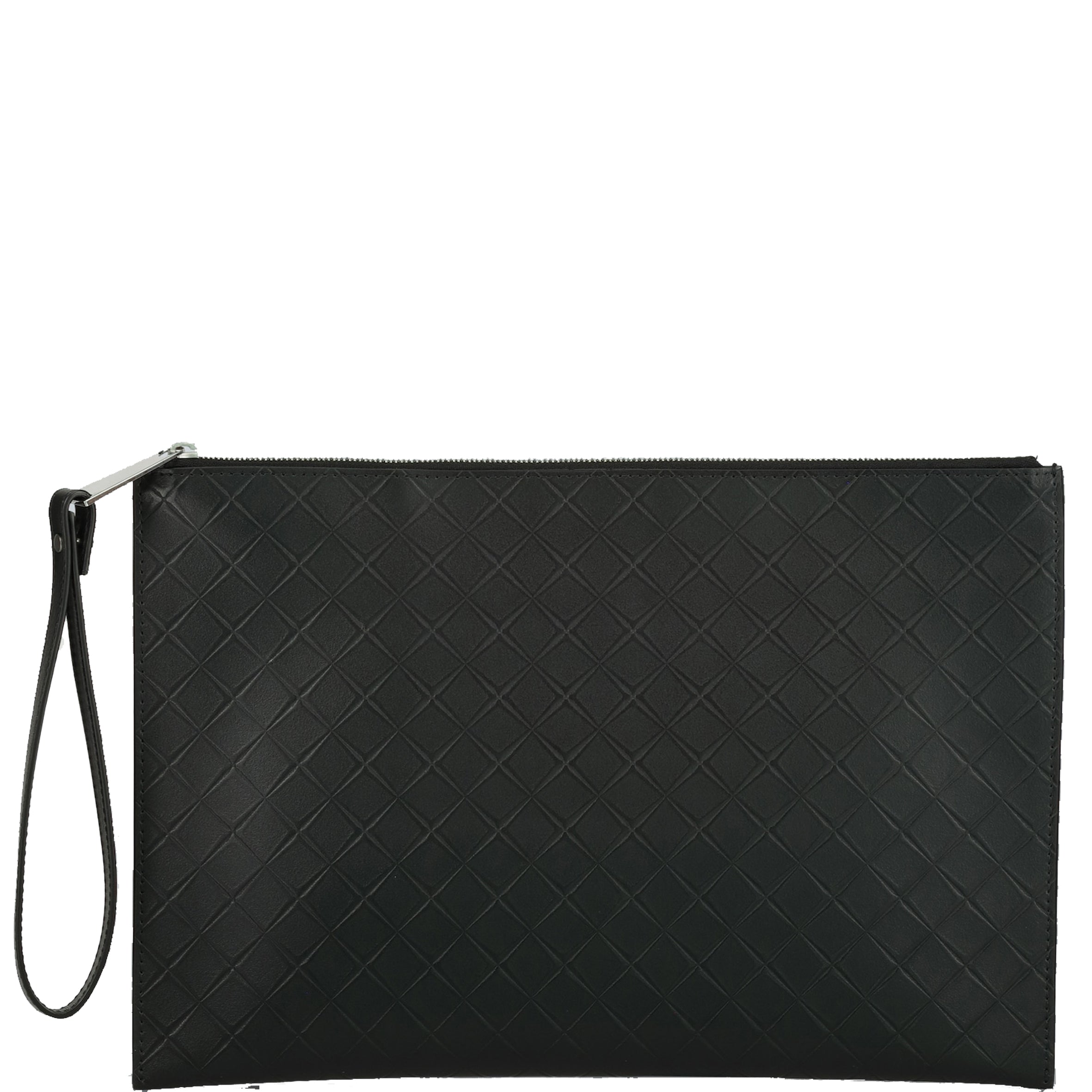 Leather Zip Wristlet Pouch - Small Crossbody Bag with Braided Detail for Women | Perfect for Phone, Cards & Cash | Everyday Use, Travel & Parties (Black)