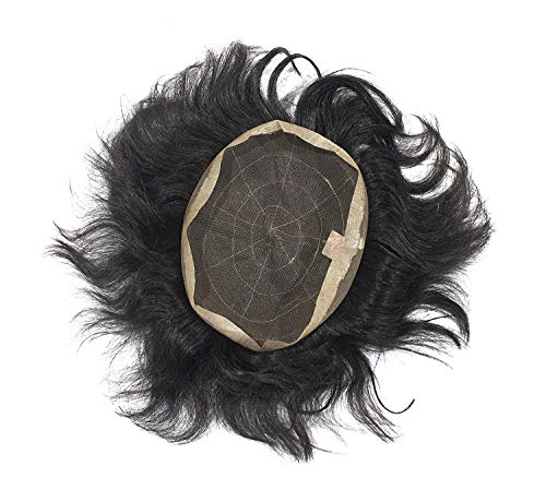 Premium Baal Human Hair Patch Denmark Toupee for Men & Boys - Natural Brown 8x6 Inches | Free Hair Dryer, Wig Tape & 4 Hair Clips Included | Perfect for Hair Loss, Thinning Hair & Daily Styling