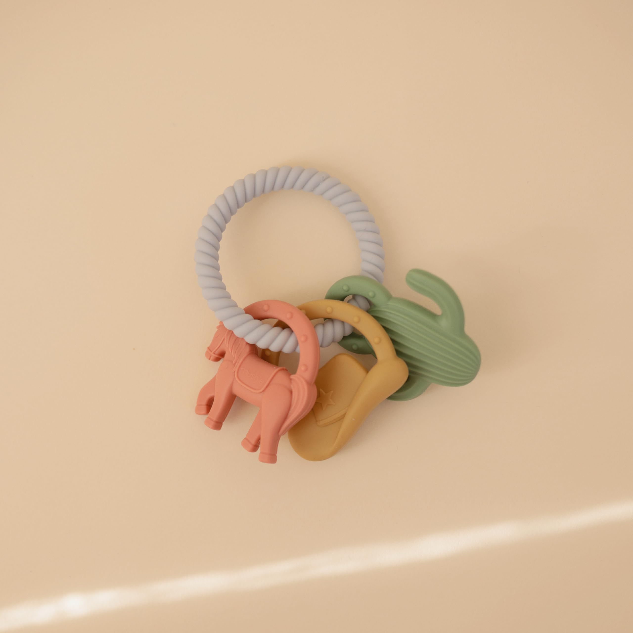 Mushie Silicone Western Teething Ring Toy for Babies - Safe & BPA-Free Teether for Soothing Sore Gums - Perfect for Infants & Toddlers During Teething, Travel & Playtime