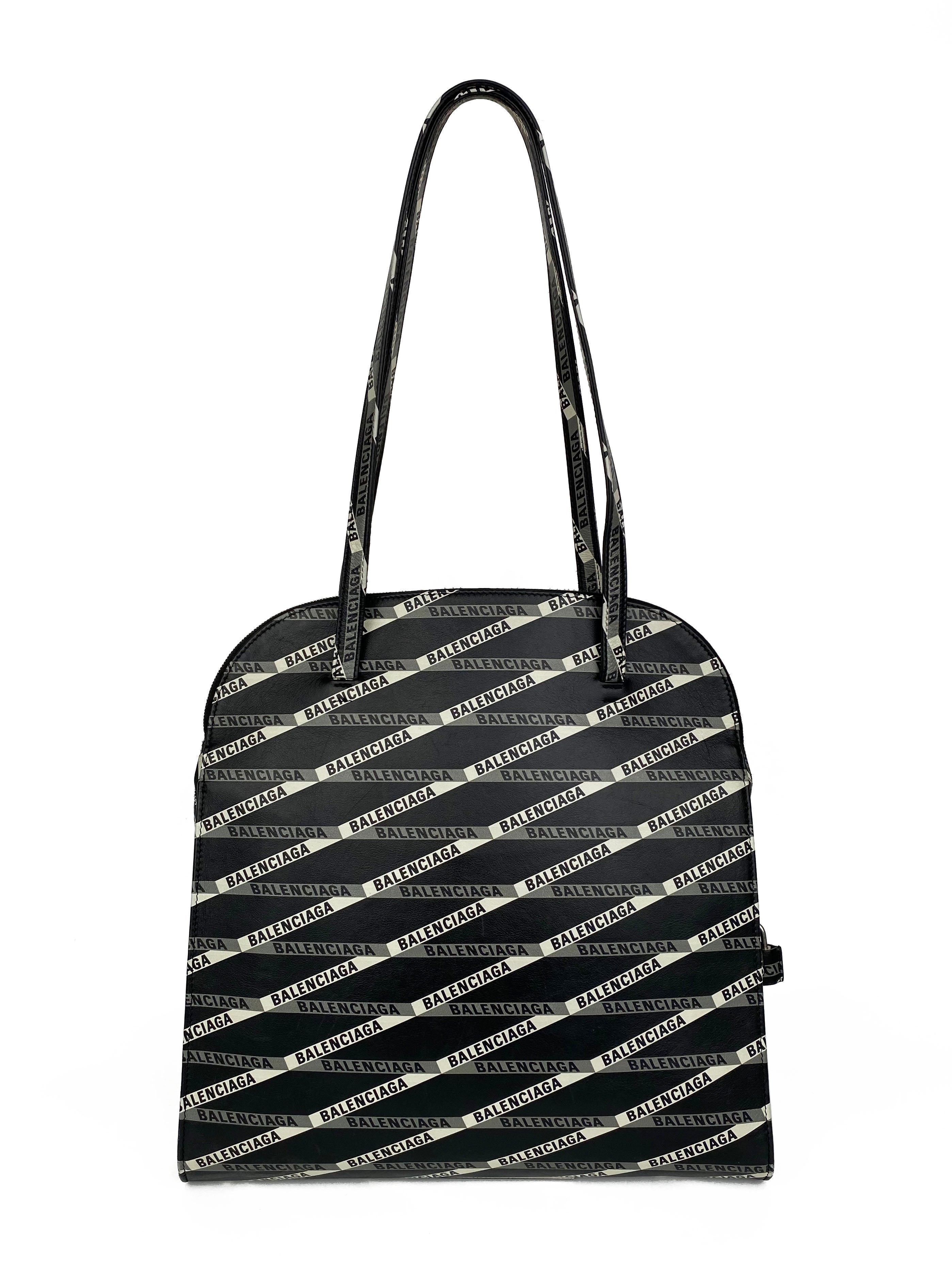 Balenciaga Black Allover Logo Tote Bag for Women - Stylish Designer Handbag for Work, Travel & Everyday Use | Luxury Fashion Accessory