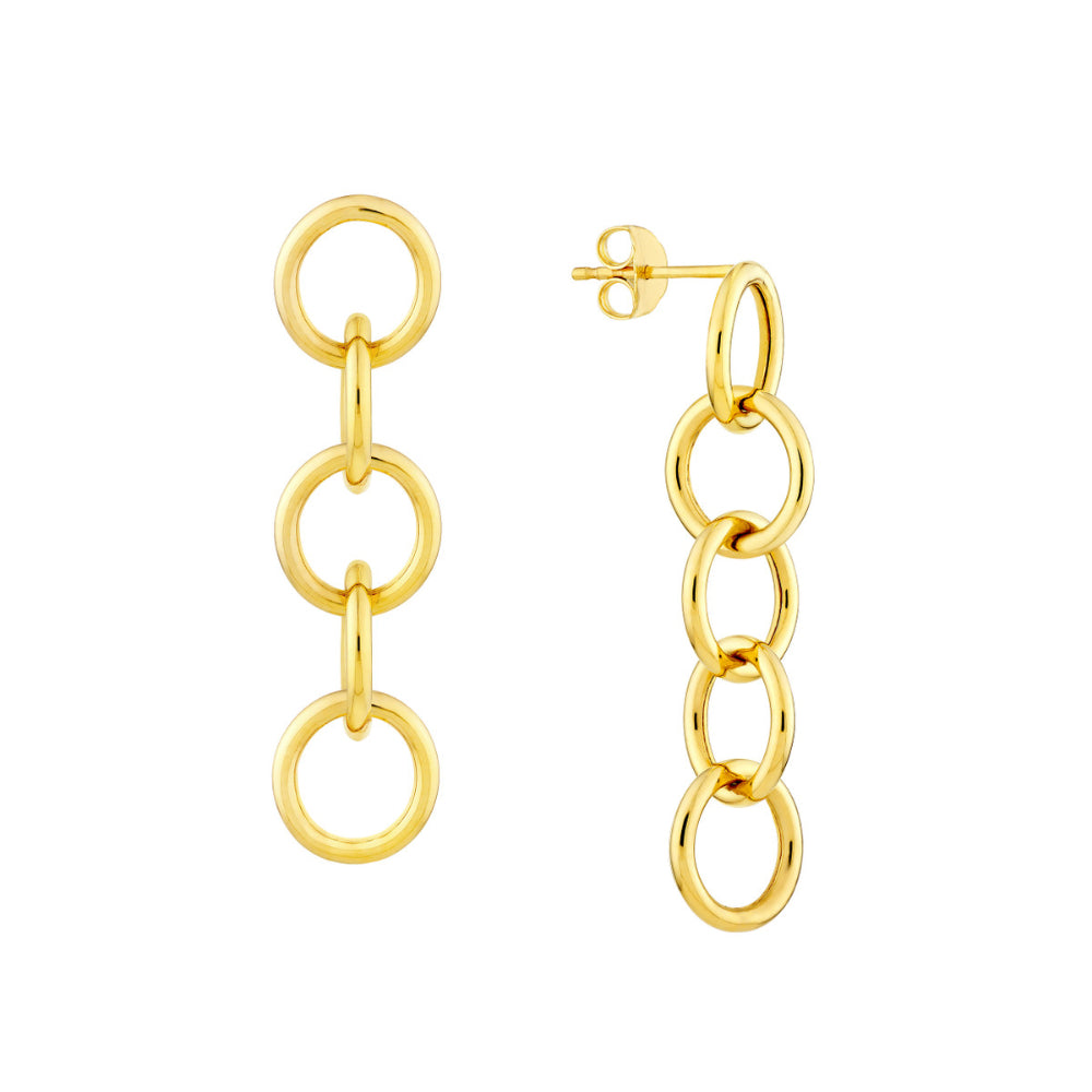 14K Gold Endless Link Dangle Earrings for Women - Elegant Drop Earrings for Everyday Wear, Date Night & Special Occasions
