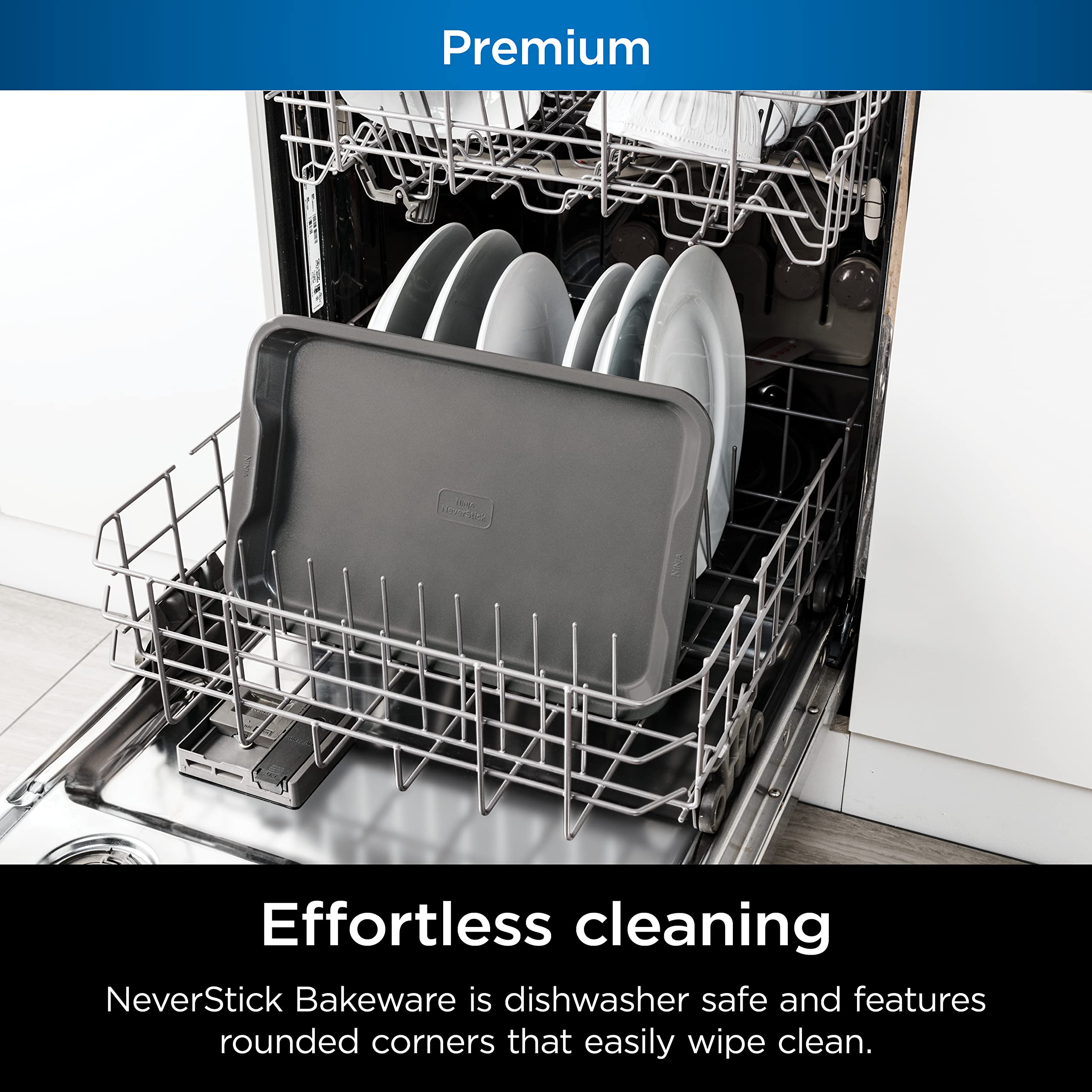 Ninja B30013 Foodi NeverStick Premium 9x13 Inch Nonstick Baking Sheet - Oven Safe to 500°F, Dishwasher Safe, Grey - Perfect for Cookies, Roasting Veggies & Sheet Pan Dinners