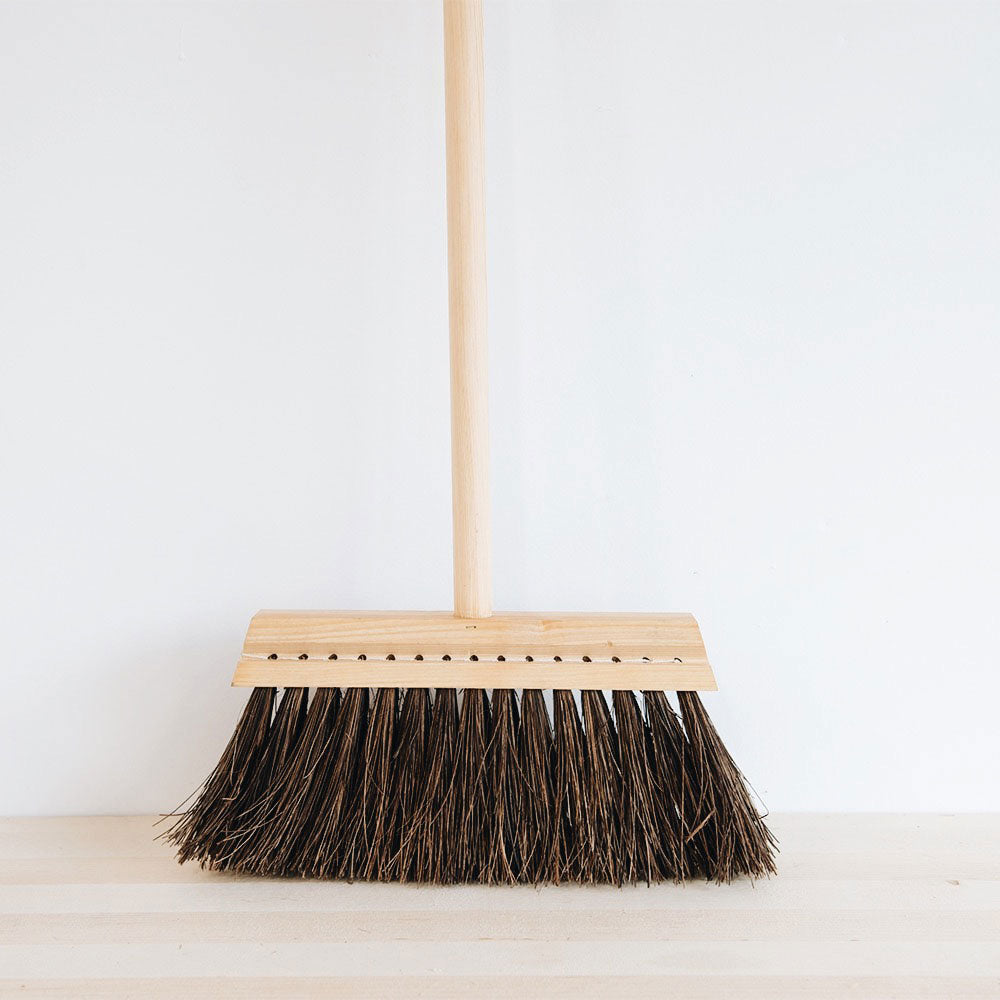 Premium Wooden Outdoor Broom - Heavy Duty for Patio, Deck & Garden Cleaning - Natural Bristles for Effective Sweeping - Perfect for Leaves, Dirt & Debris Removal