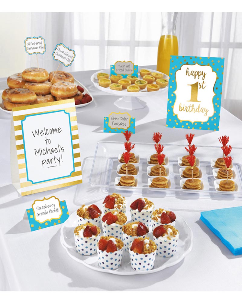 1st Birthday Boy Buffet Decoration Kit - Pack of 12 - Perfect for Baby Boy's First Birthday Party, Baby Shower & Celebration Decorations