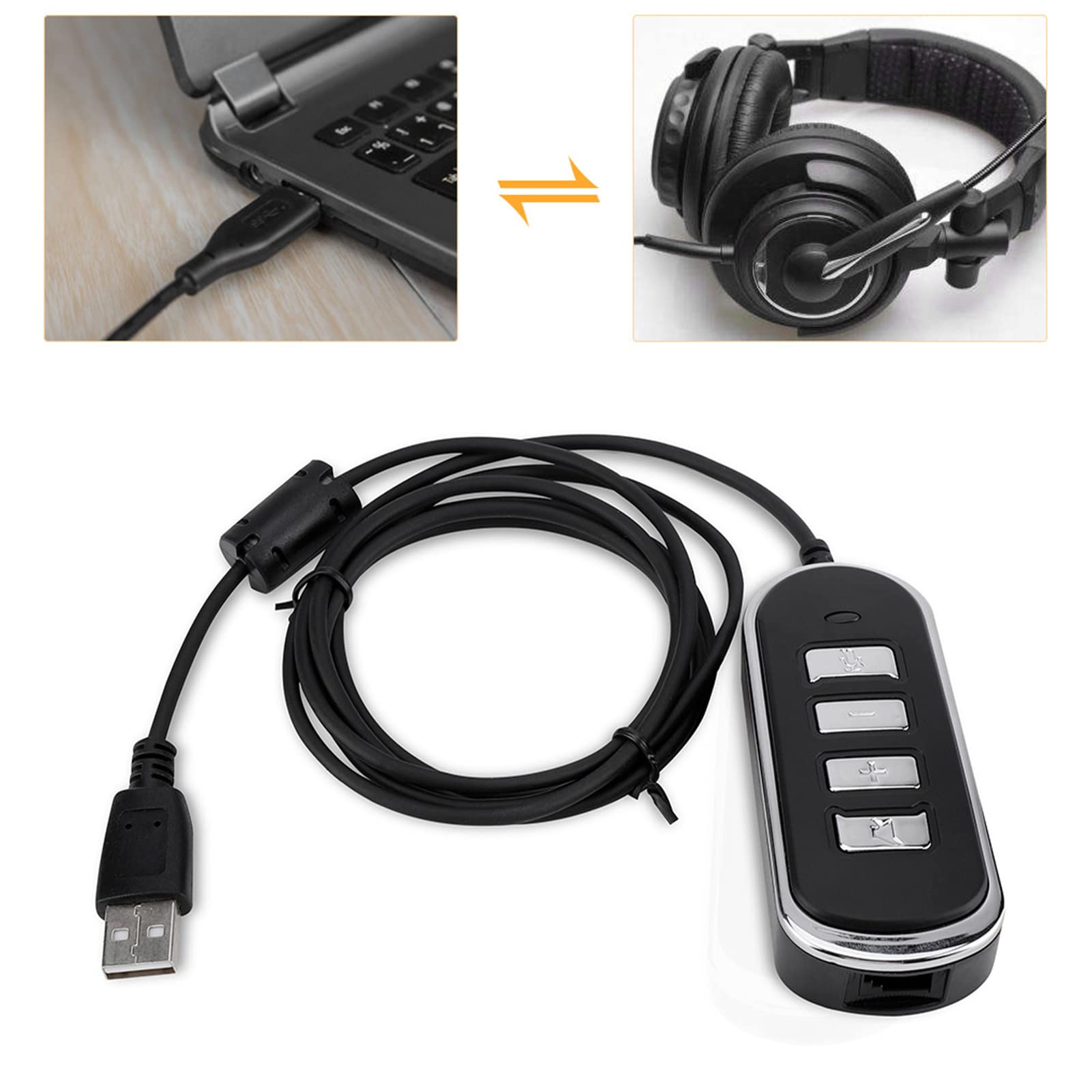 Premium RJ9 to USB Adapter for Headset & Microphone Systems - Seamless Earphone Connection for Call Centers, Gaming & Office Communication
