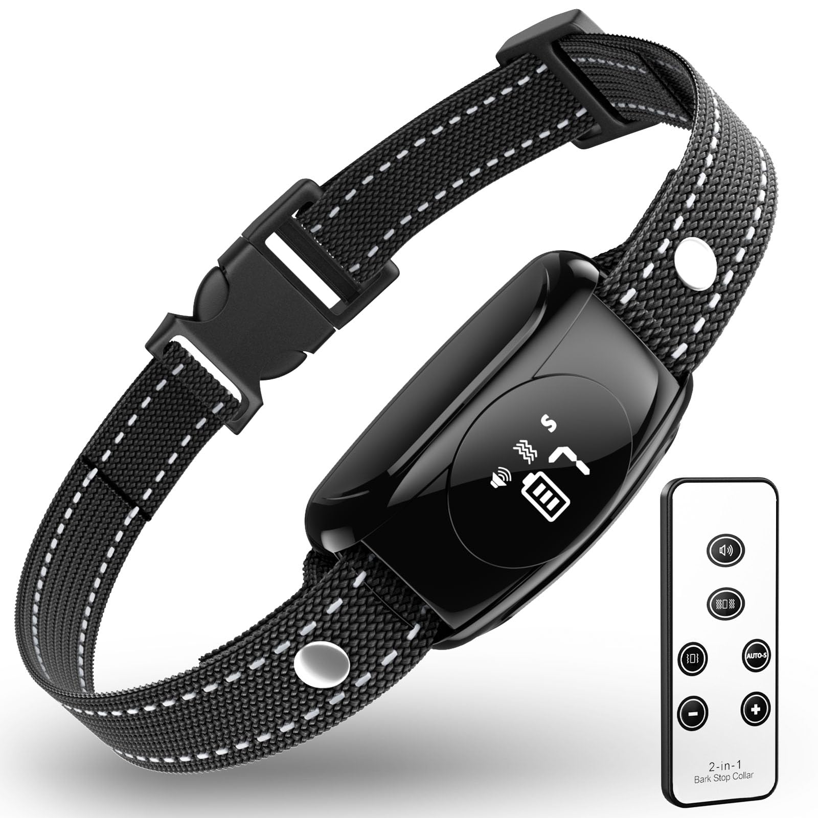 **No Shock Dog Bark Collar with Remote – 7 Adjustable Sensitivity Beep & Vibration Modes, IPX7 Waterproof Training Collar for Small, Medium & Large Dogs – Indoor & Outdoor Use for Home, Park & Travel**