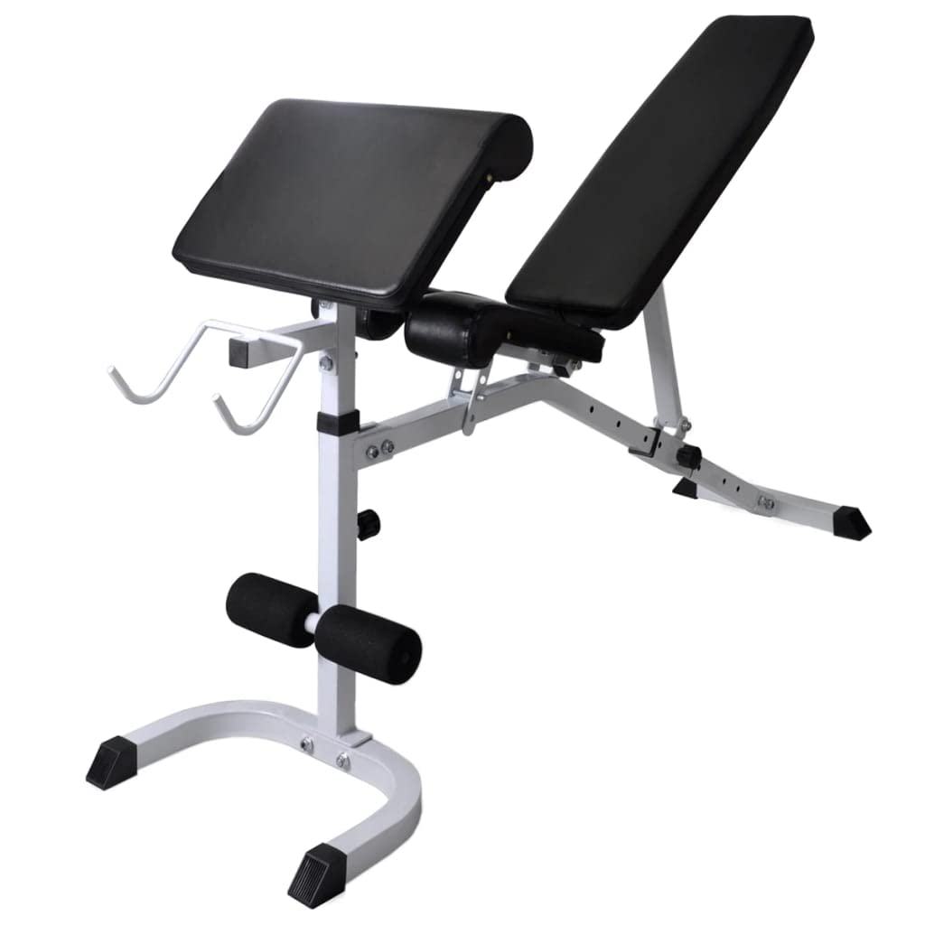 vidaXL Adjustable Steel Workup Bench with Weight Rack & 198.4lb Barbell Dumbbell Set - Home Gym Equipment for Full Body Workout - Strength Training & Weight Lifting for Men & Women - Perfect for Small Spaces & Home Fitness