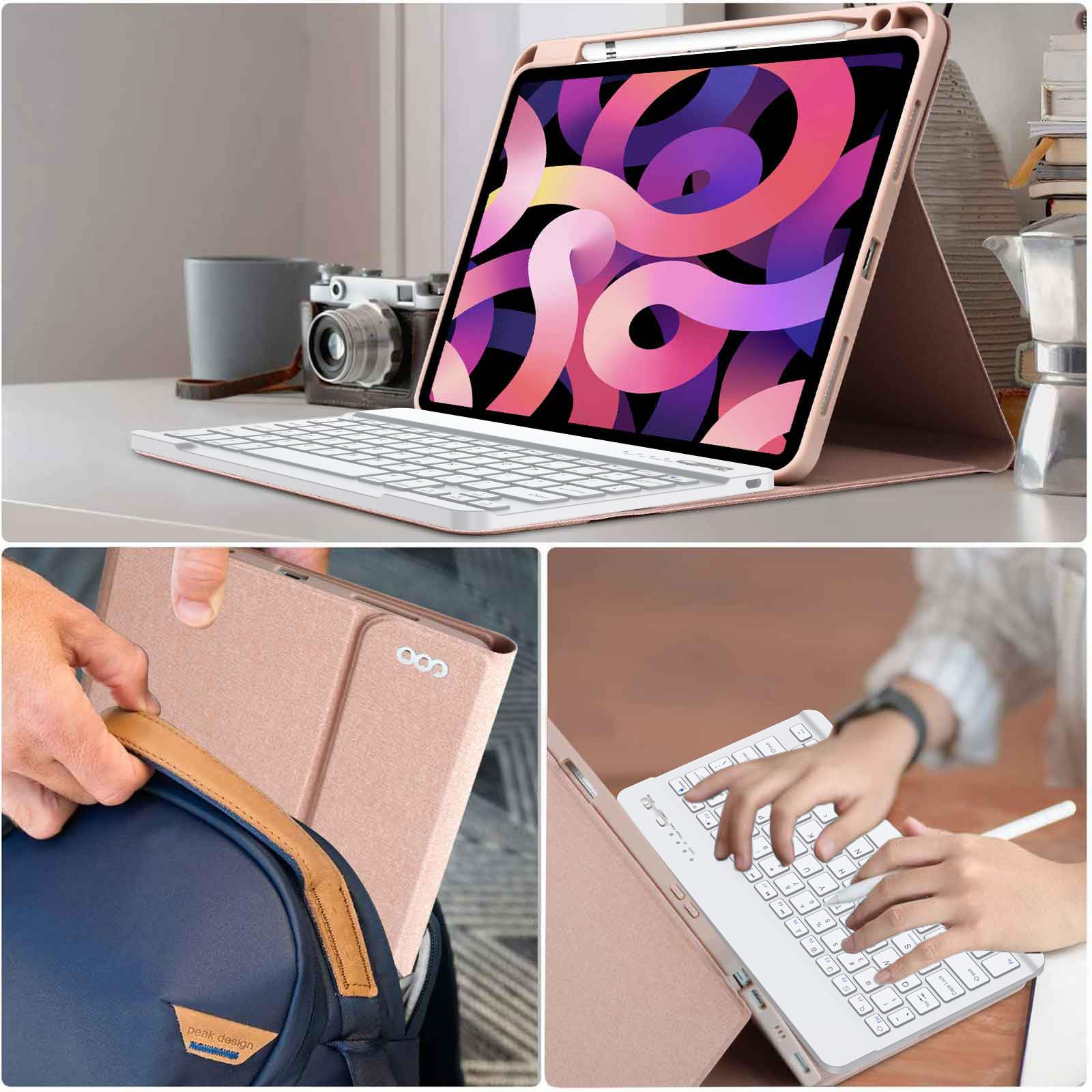 Premium COO Keyboard Case for iPad Air 5th/4th Gen & iPad Pro 11 (2020-2024) - Detachable Bluetooth Wireless Keyboard with Built-in Apple Pencil Holder - Champagne Gold | Perfect for Work, Study & Travel