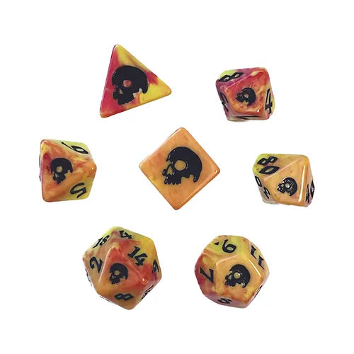Premium Black Oak Workshop Cinderskull 7ct Polyhedral Dice Set for D&D, RPG, and Tabletop Gaming - Perfect for Fantasy Adventures, Dungeon Masters, and Collectors