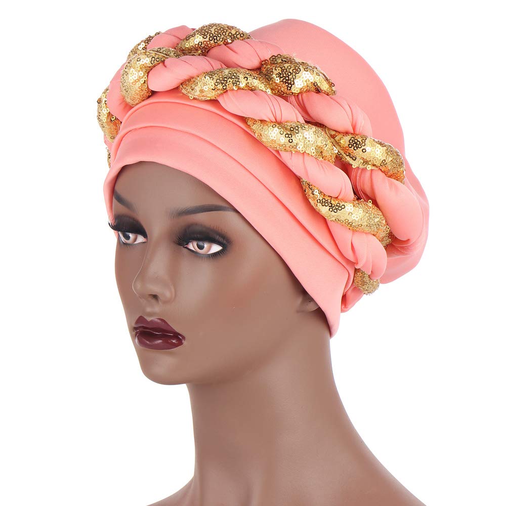 Stylish African Twisted Braid Turban Headwrap for Women - Fashionable Beanie Cap & Hair Cover Hat - Perfect for Casual Wear, Work, and Special Occasions