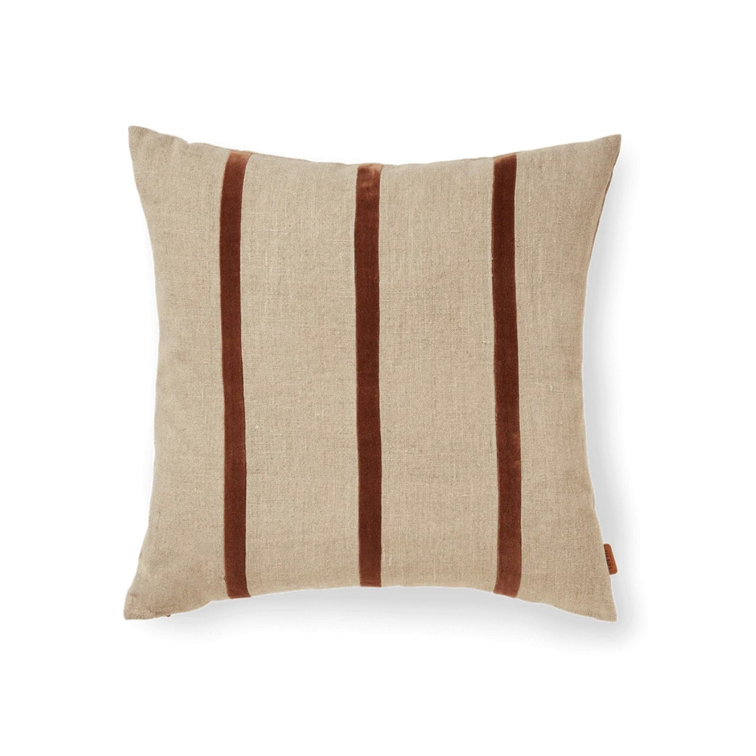 FERM LIVING Senti Stripe Linen Cushion Cover - Carob Brown Decorative Pillow Case for Sofa, Bed & Home Decor