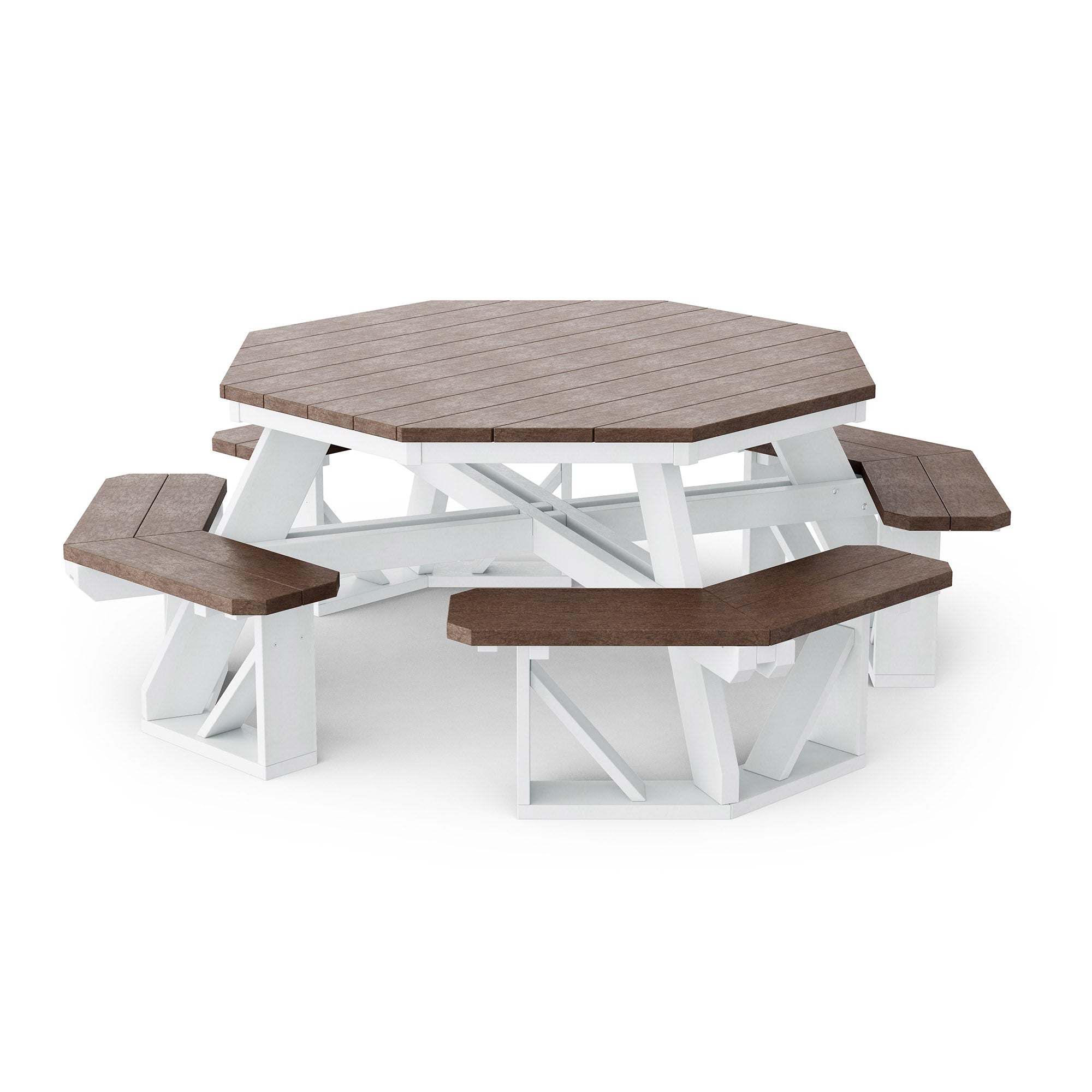 Heritage Octagon Picnic Table - 8-Person Outdoor Dining Set for Backyard, Patio, Garden, Park & Camping - Durable All-Weather Wooden Picnic Bench