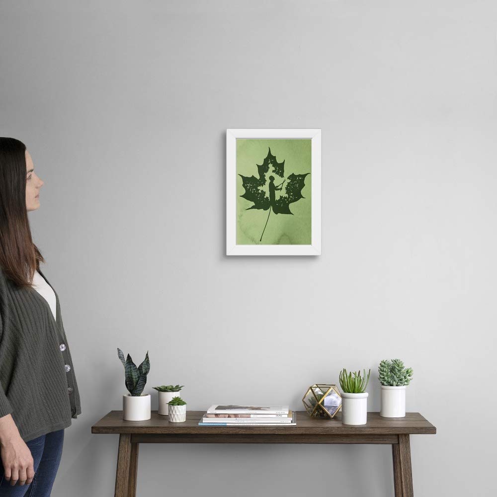 White Framed Botanical Leaf Art Print - Elegant Nature Wall Decor for Living Room, Bedroom & Office | Modern Home & Office Artwork