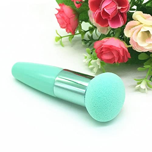 Premium Mushroom Head Makeup Sponge - Dual Use for Wet & Dry Application - Soft Beauty Blender for Flawless Foundation & Powder - Green Handle - Perfect for Travel & Everyday Makeup