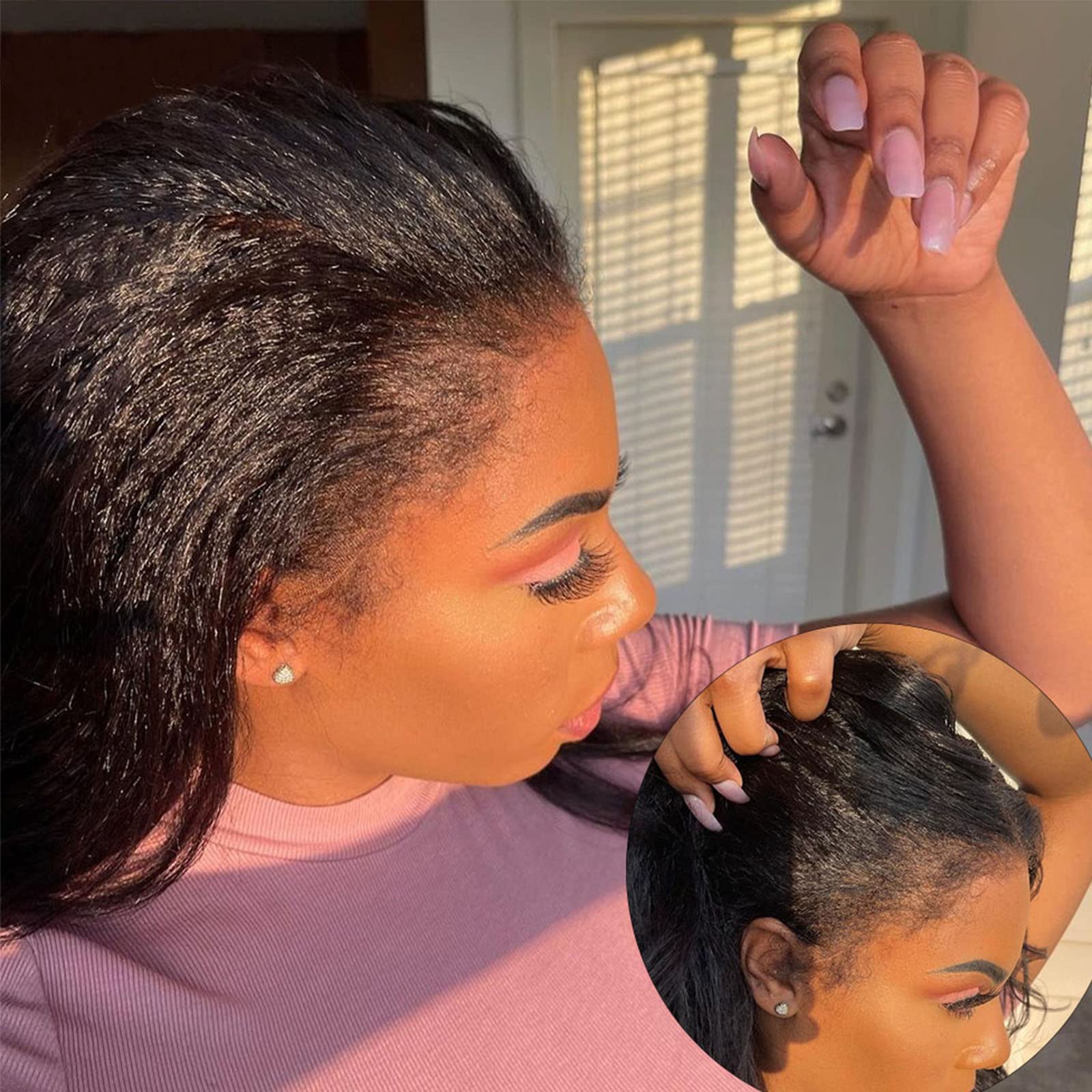 13x6 HD Lace Frontal Human Hair Wig with Pre-Plucked Bleached Knots & Baby Hair - Natural Preplucked Hairline for Black Women - Perfect for Daily Wear, Special Occasions & Protective Styling (14 Inches)