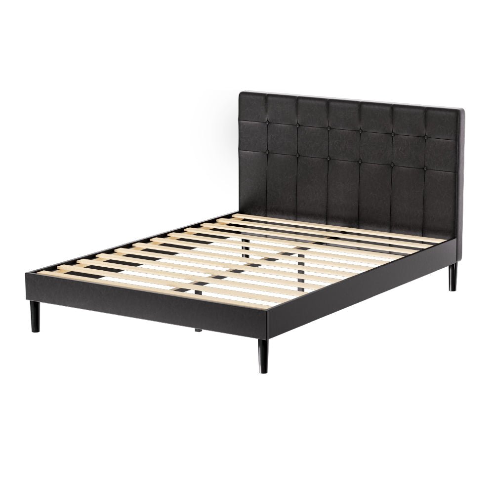 Double Package: Manly LED Bed Frame in Black & Bonita Pillow Top Medium Firm Mattress - Modern Bedroom Set for Adults with Ambient Lighting