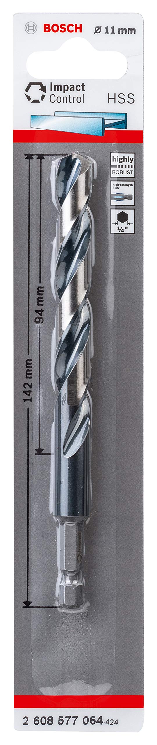 Bosch Professional Impact Control HSS Twist Drill Bit Set - 11mm x 94mm x 142mm Metal Drill Bits for Impact Drills - Perfect for Metalworking, Construction & DIY Projects