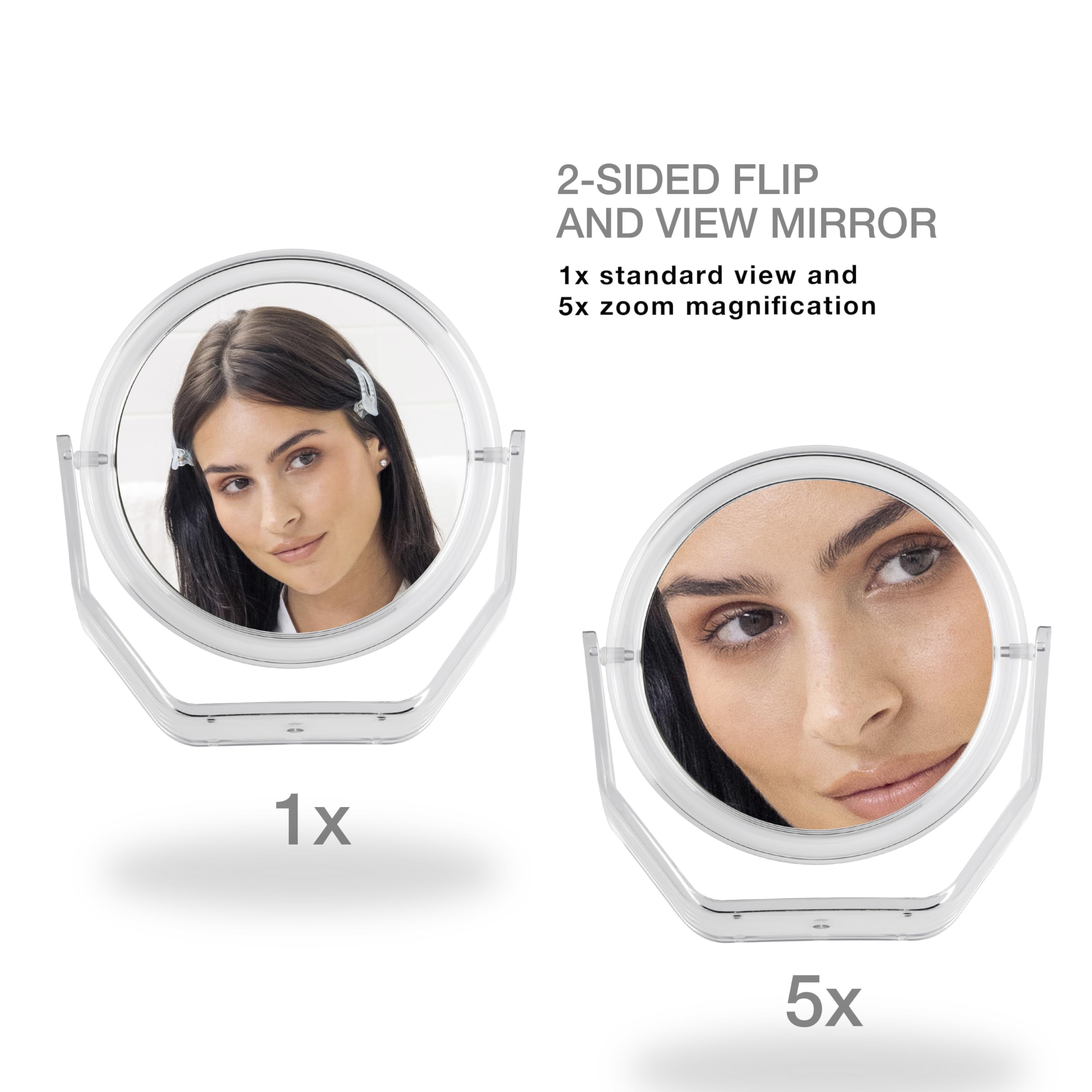 Conair 5X Magnifying Makeup Mirror with 1X Side - Perfect for Bathroom Vanity & Travel - Ideal for Makeup Application, Skincare, and Grooming
