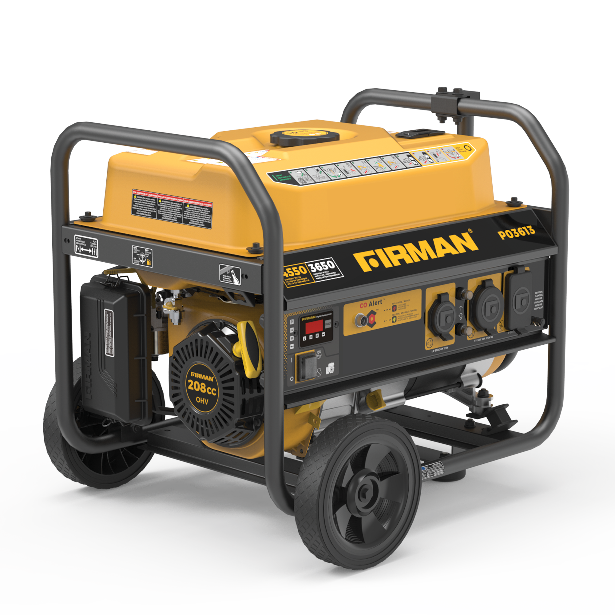 4550W Portable Gas Generator with Recoil Start & CO Alert - 120V Power for Camping, Emergencies & Outdoor Events